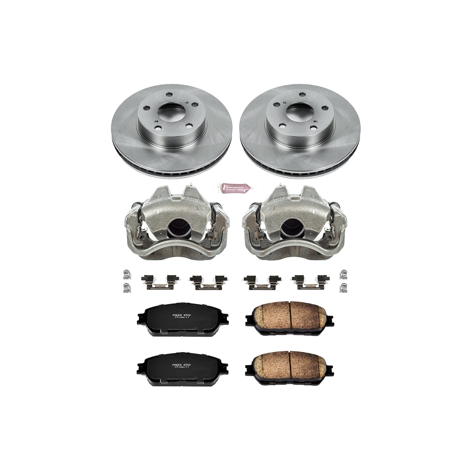 Power Stop - KCOE5431 - Front - Disc Brake Pad/Caliper and Rotor Kit