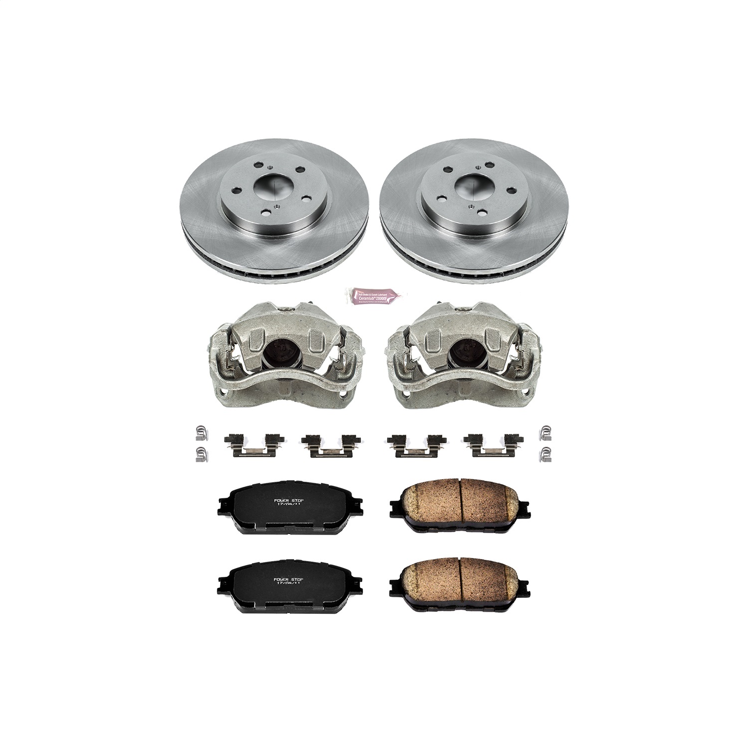 Power Stop - KCOE5438A - Front - Disc Brake Pad/Caliper and Rotor Kit