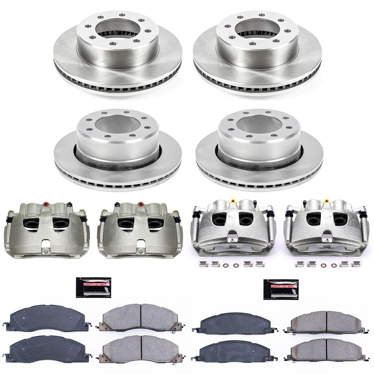 Power Stop - KCOE5458 - Front and Rear - Disc Brake Pad/Caliper and Rotor Kit