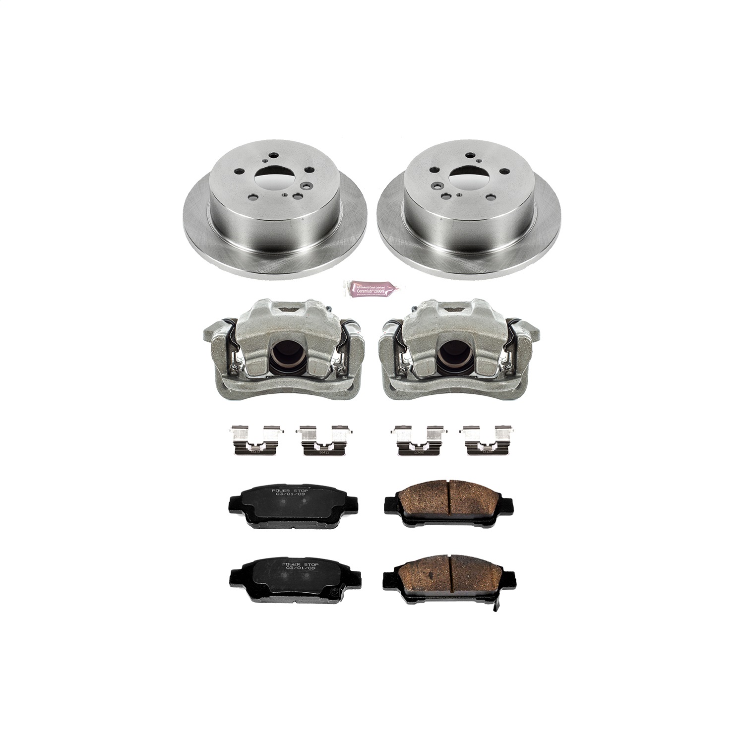 Power Stop - KCOE5498 - Rear - Disc Brake Pad/Caliper and Rotor Kit