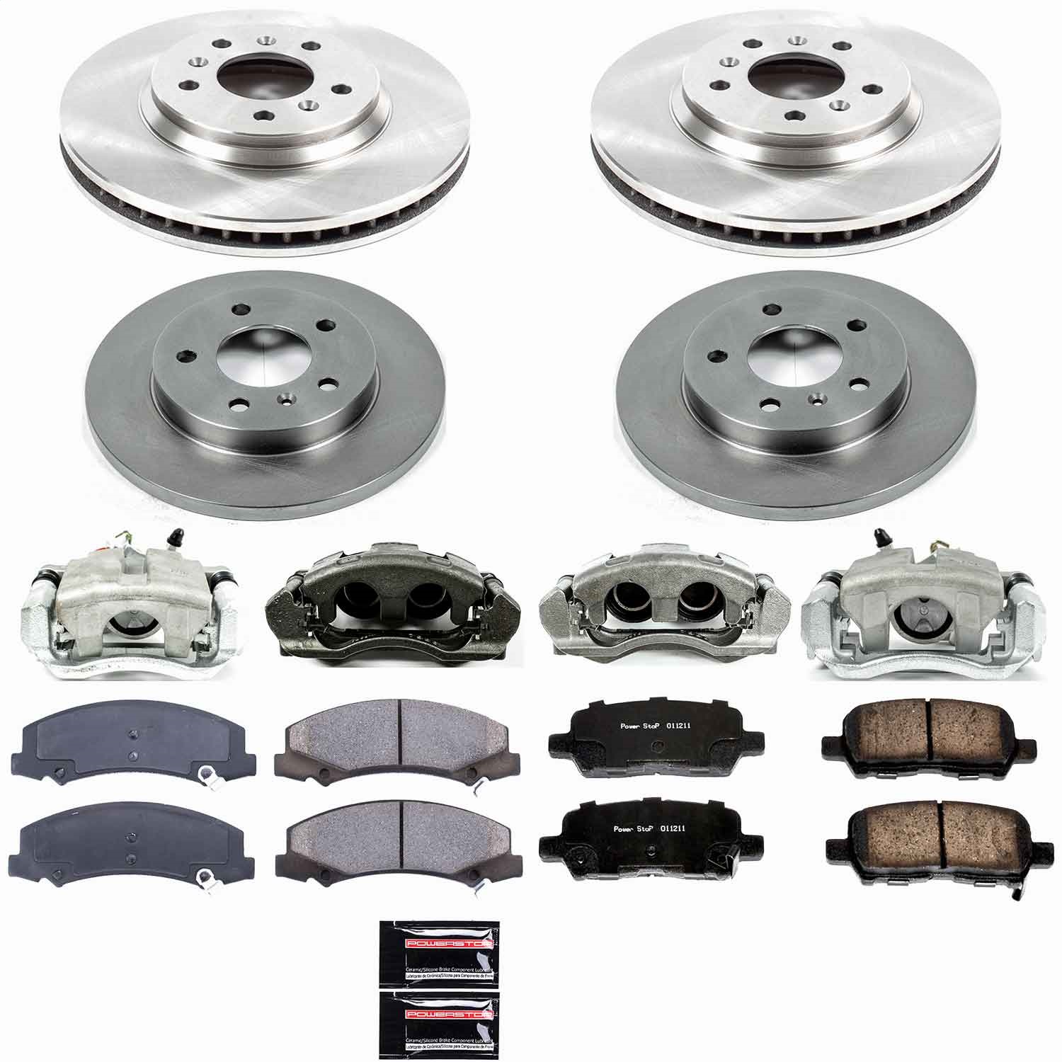 Power Stop - KCOE5504 - Front and Rear - Disc Brake Pad/Caliper and Rotor Kit