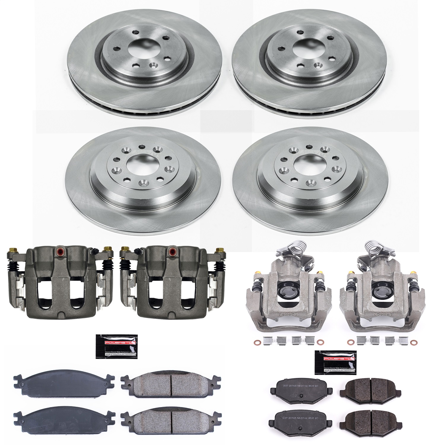 Power Stop - KCOE5510 - Front and Rear - Disc Brake Pad/Caliper and Rotor Kit