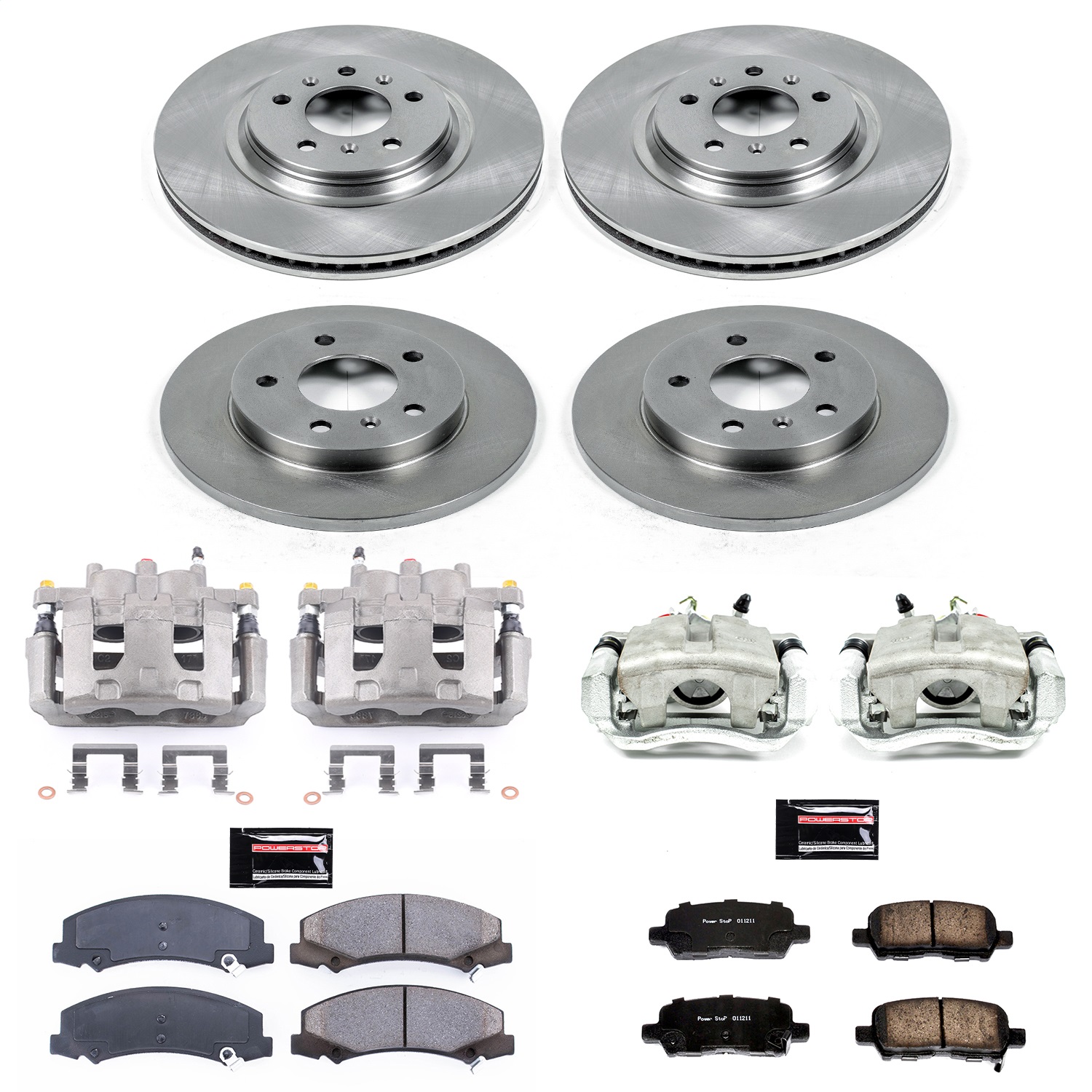 Power Stop - KCOE5514 - Front and Rear - Disc Brake Pad/Caliper and Rotor Kit