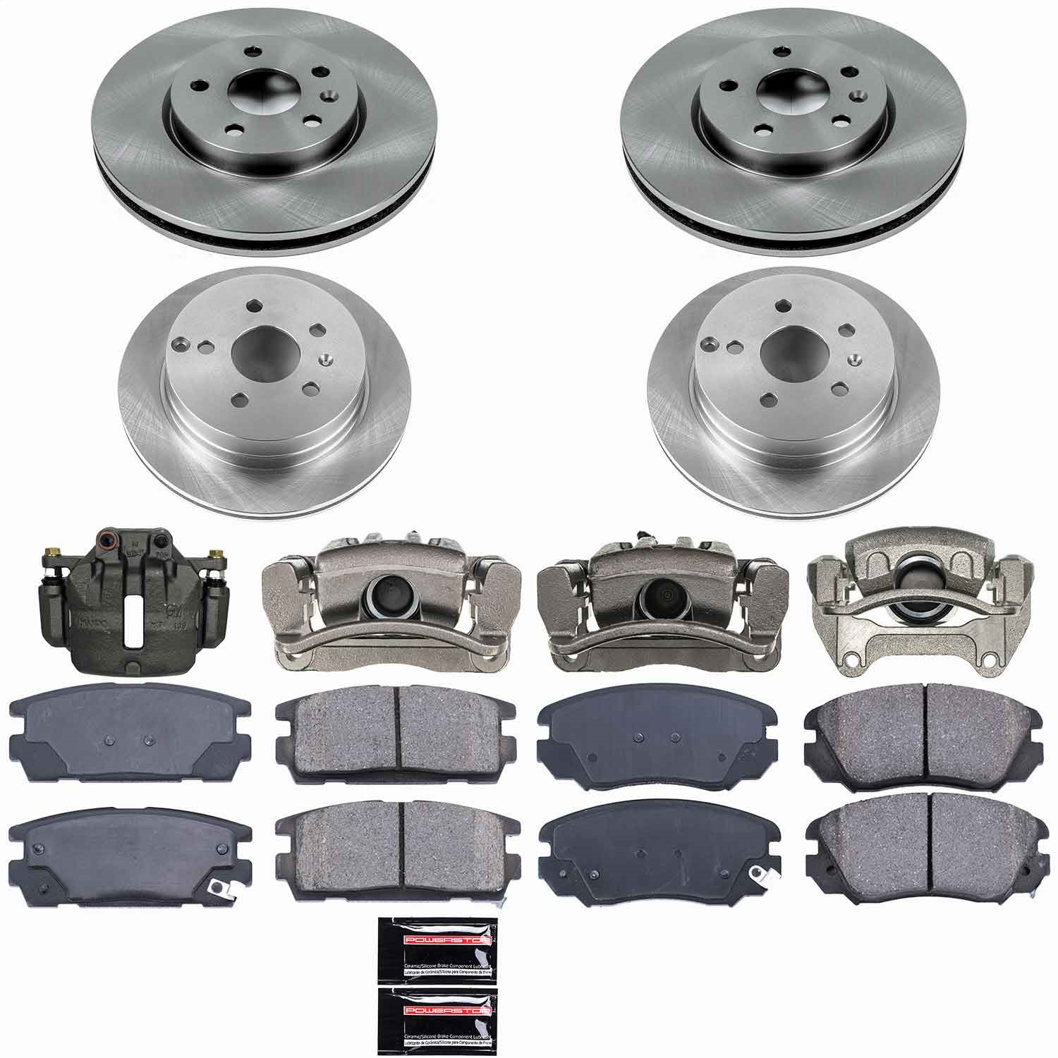 Power Stop - KCOE5516 - Front and Rear - Disc Brake Pad/Caliper and Rotor Kit
