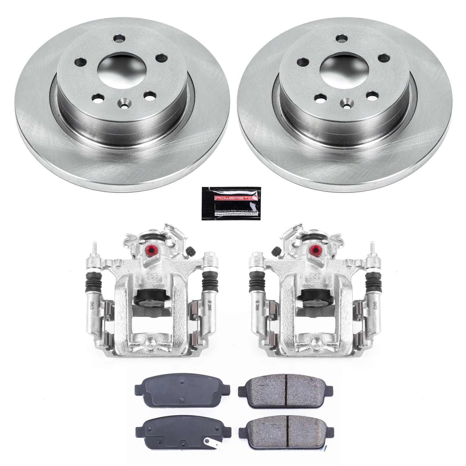 Power Stop - KCOE5544 - Rear - Disc Brake Pad/Caliper and Rotor Kit