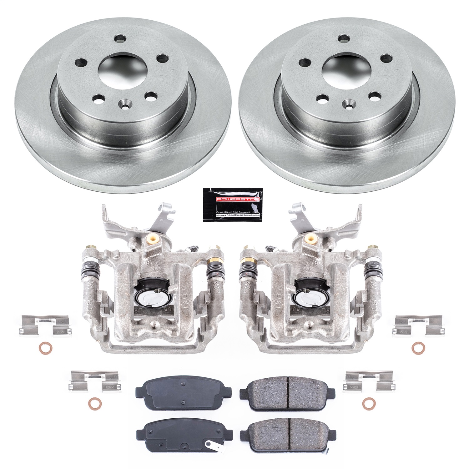 Power Stop - KCOE5544A - Rear - Disc Brake Pad/Caliper and Rotor Kit