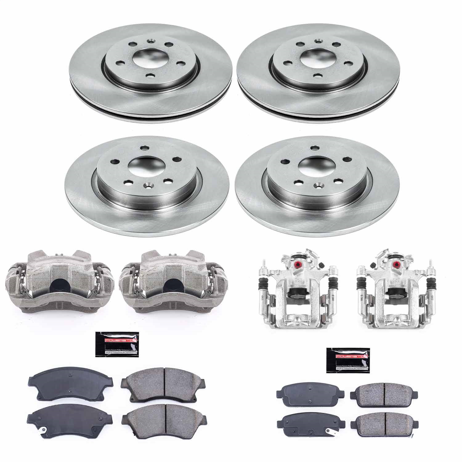 Power Stop - KCOE5551 - Front and Rear - Disc Brake Pad/Caliper and Rotor Kit