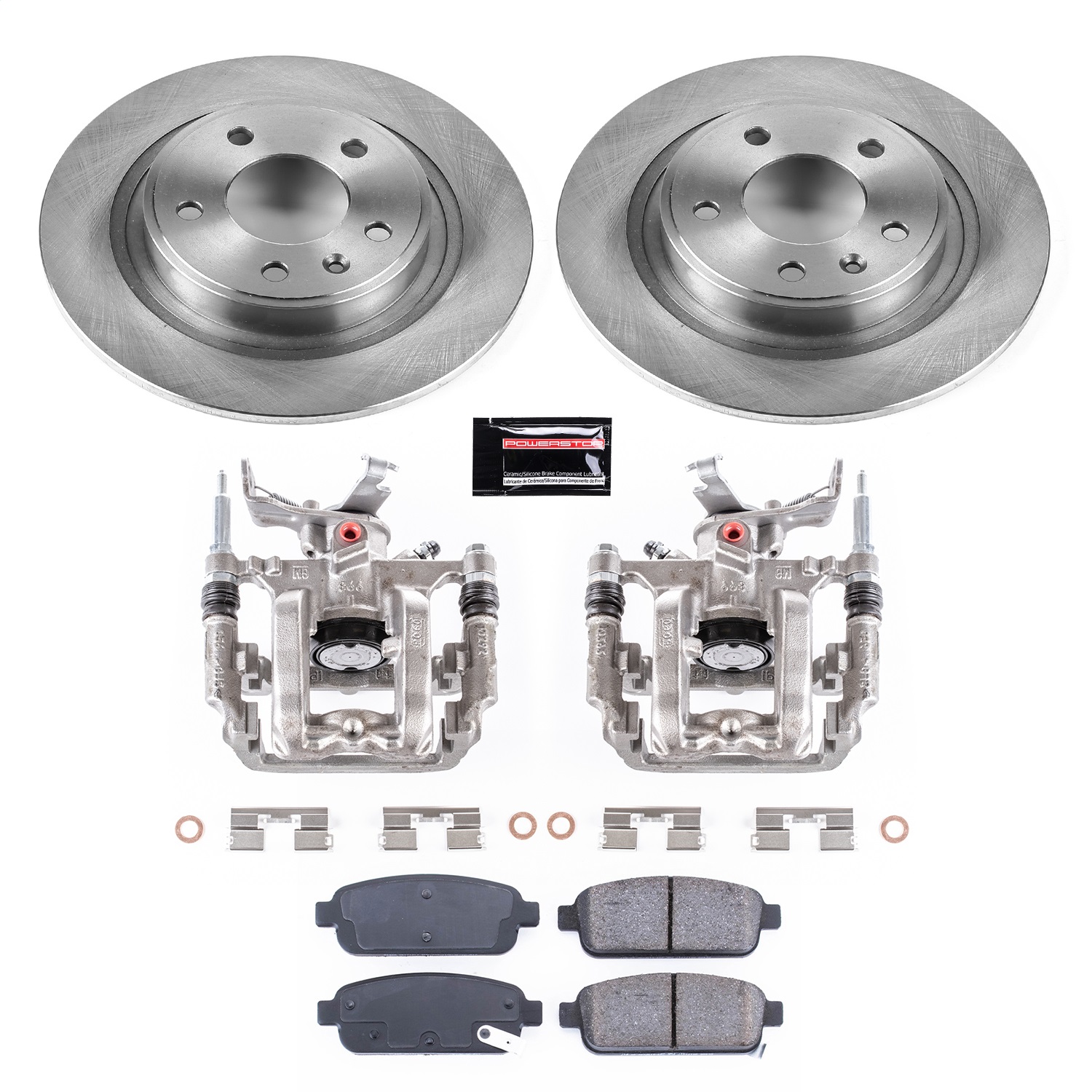 Power Stop - KCOE5552A - Rear - Disc Brake Pad/Caliper and Rotor Kit
