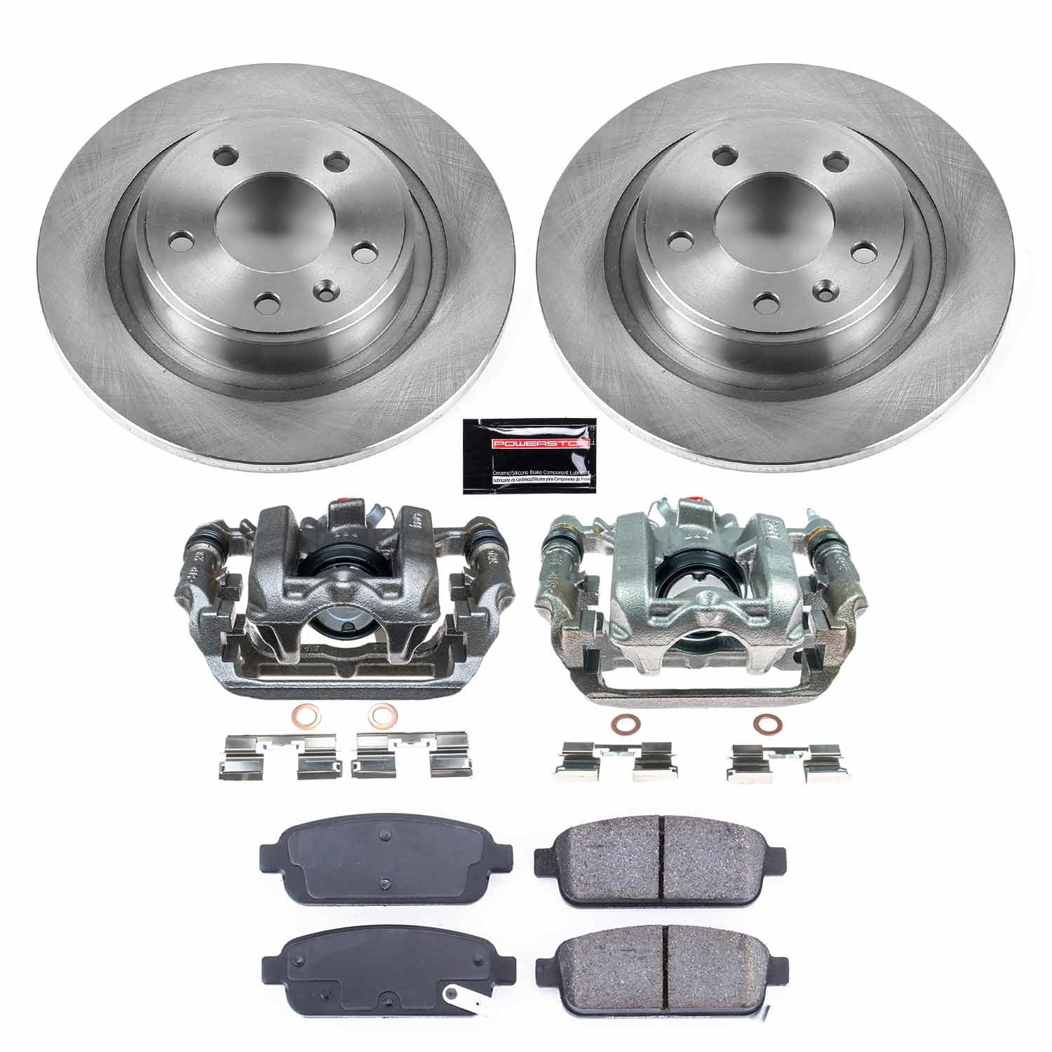 Power Stop - KCOE5552B - Rear - Disc Brake Pad/Caliper and Rotor Kit