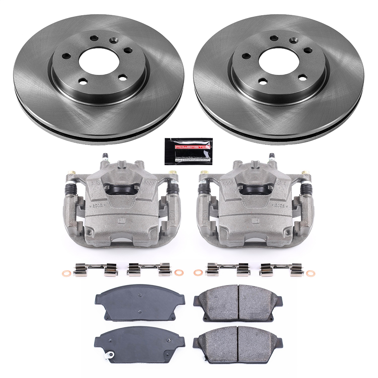 Power Stop - KCOE5554 - Front - Disc Brake Pad/Caliper and Rotor Kit