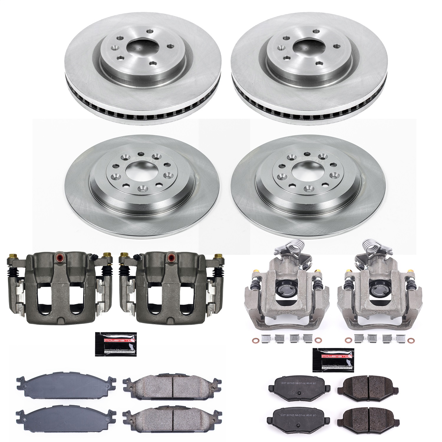 Power Stop - KCOE5584A - Front and Rear - Disc Brake Pad/Caliper and Rotor Kit