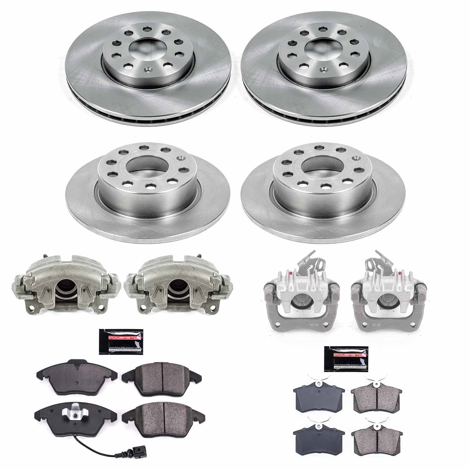 Power Stop - KCOE5749 - Front and Rear - Disc Brake Pad/Caliper and Rotor Kit