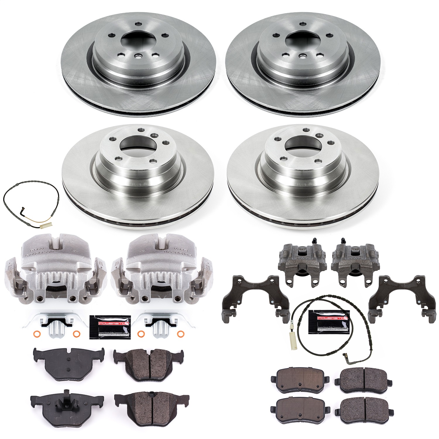 Power Stop - KCOE5768 - Front and Rear - Disc Brake Pad/Caliper and Rotor Kit