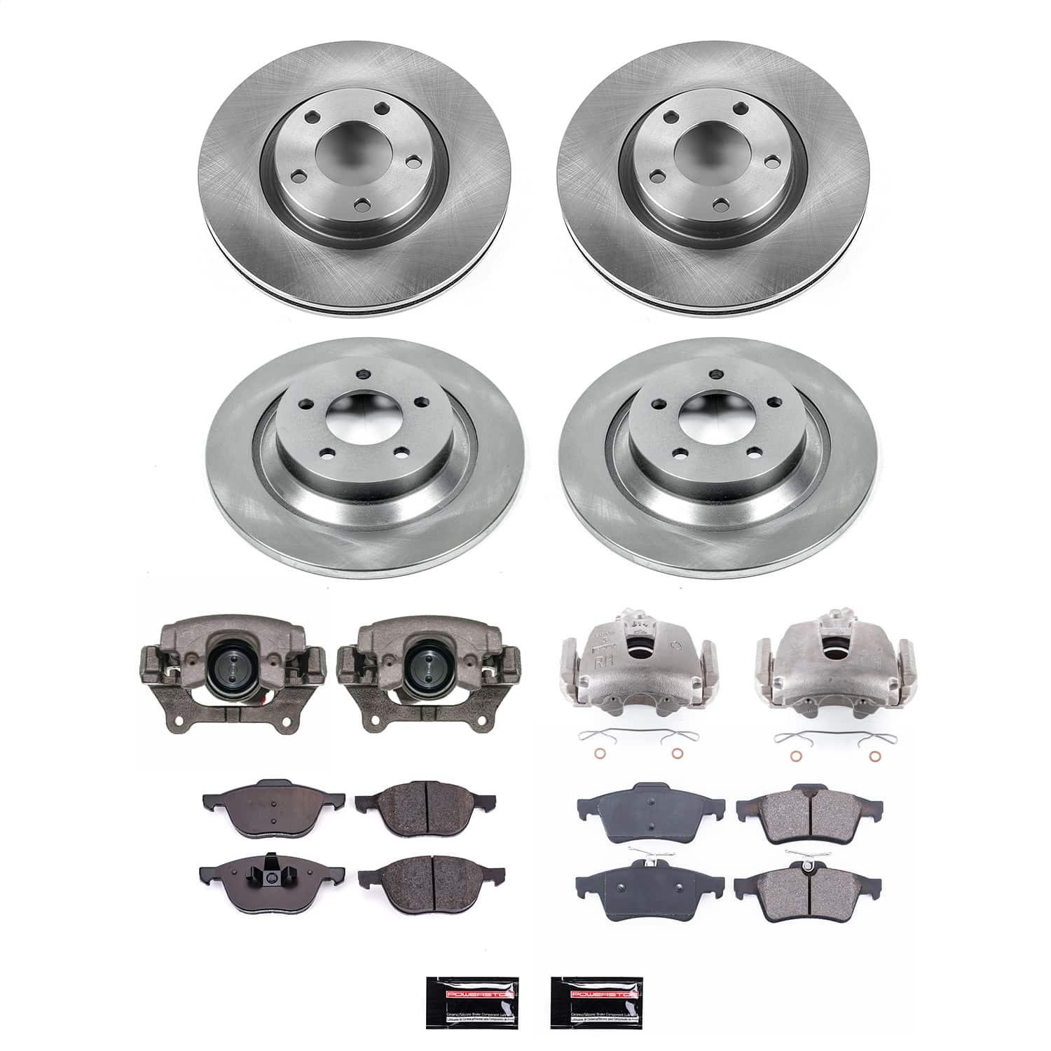 Power Stop - KCOE5804 - Front and Rear - Disc Brake Pad/Caliper and Rotor Kit