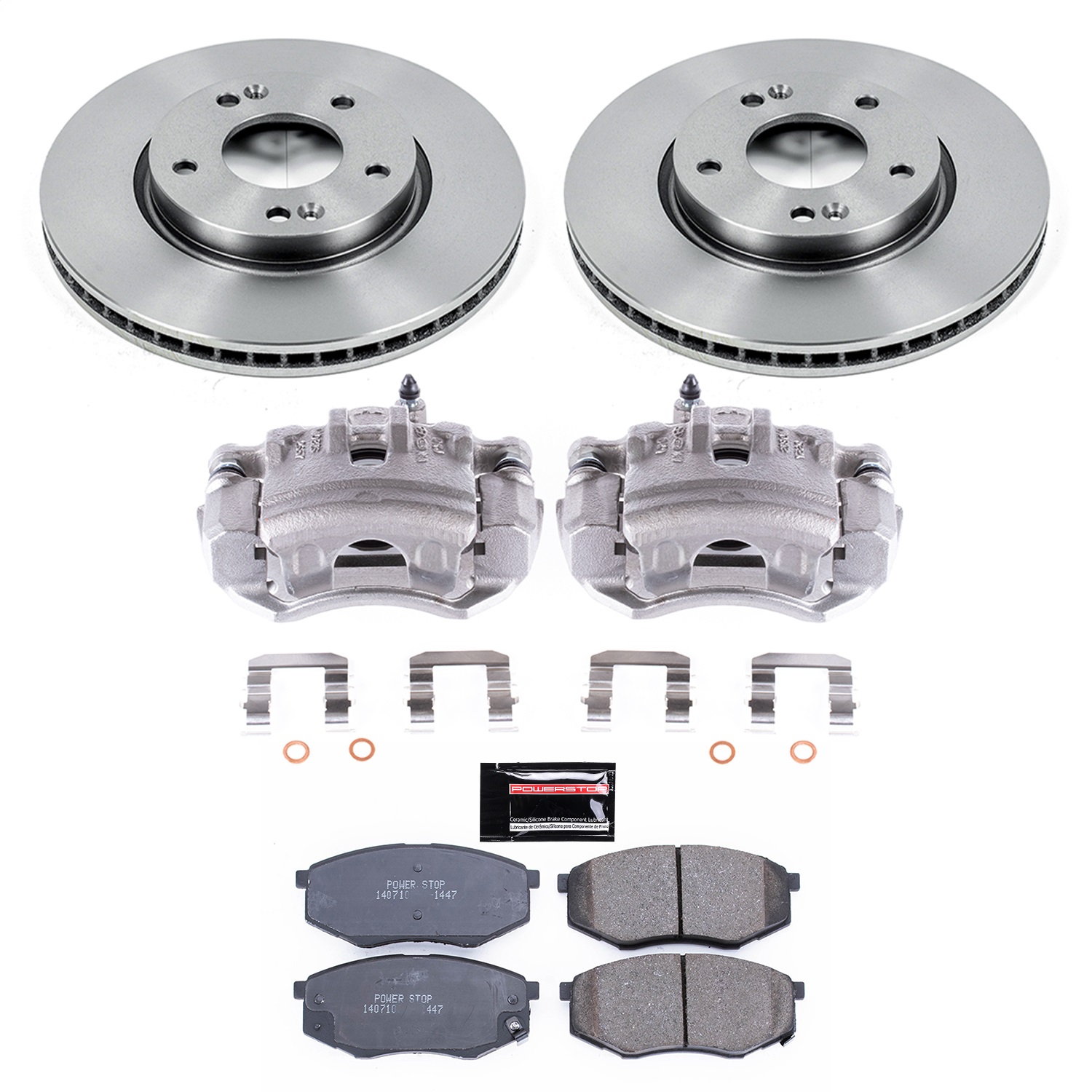 Power Stop - KCOE5806 - Front - Disc Brake Pad/Caliper and Rotor Kit