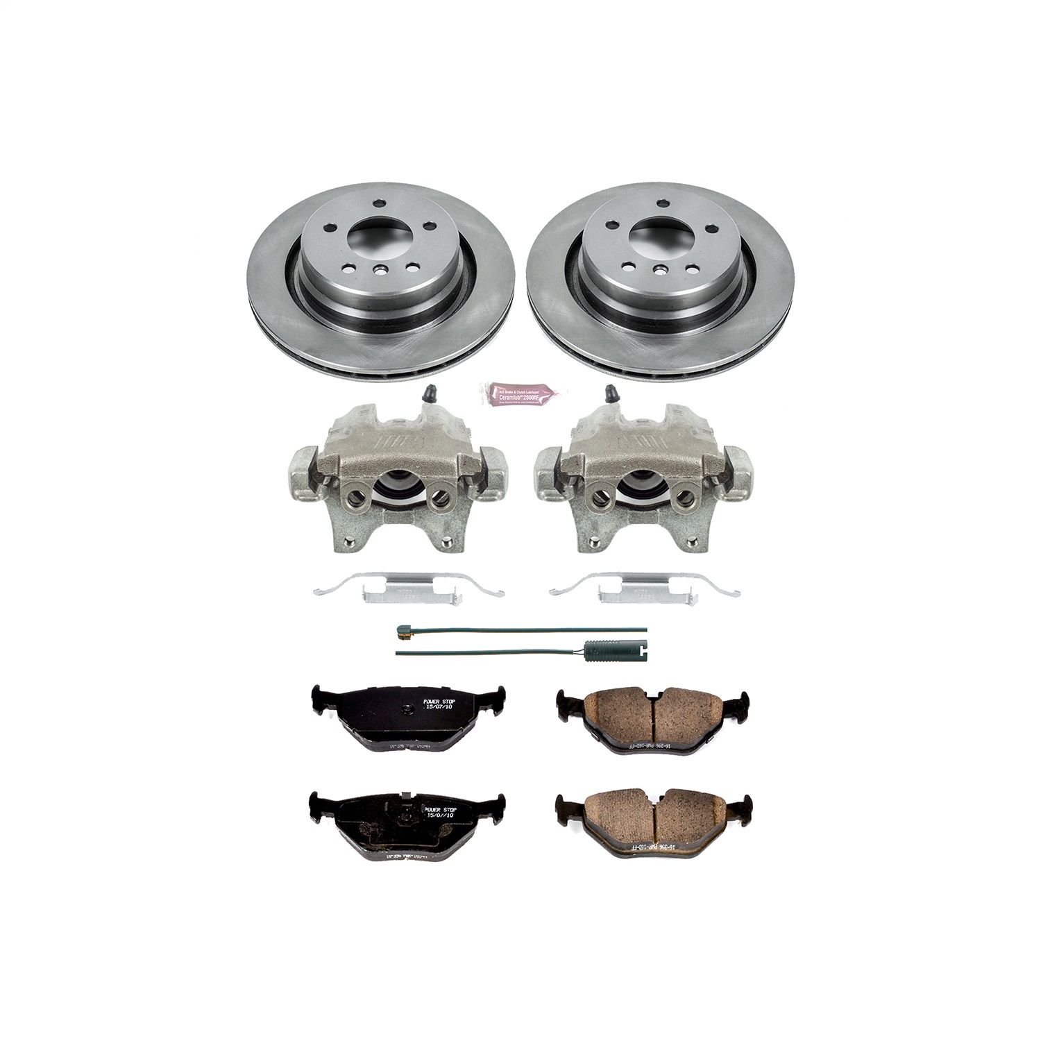 Power Stop - KCOE581 - Rear - Disc Brake Pad/Caliper and Rotor Kit