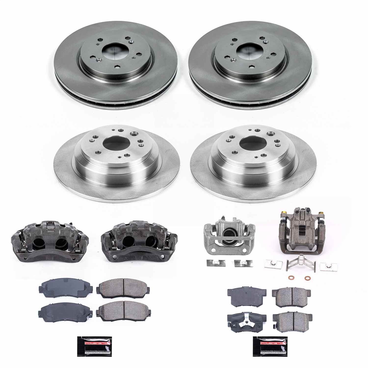 Power Stop - KCOE5816 - Front and Rear - Disc Brake Pad/Caliper and Rotor Kit