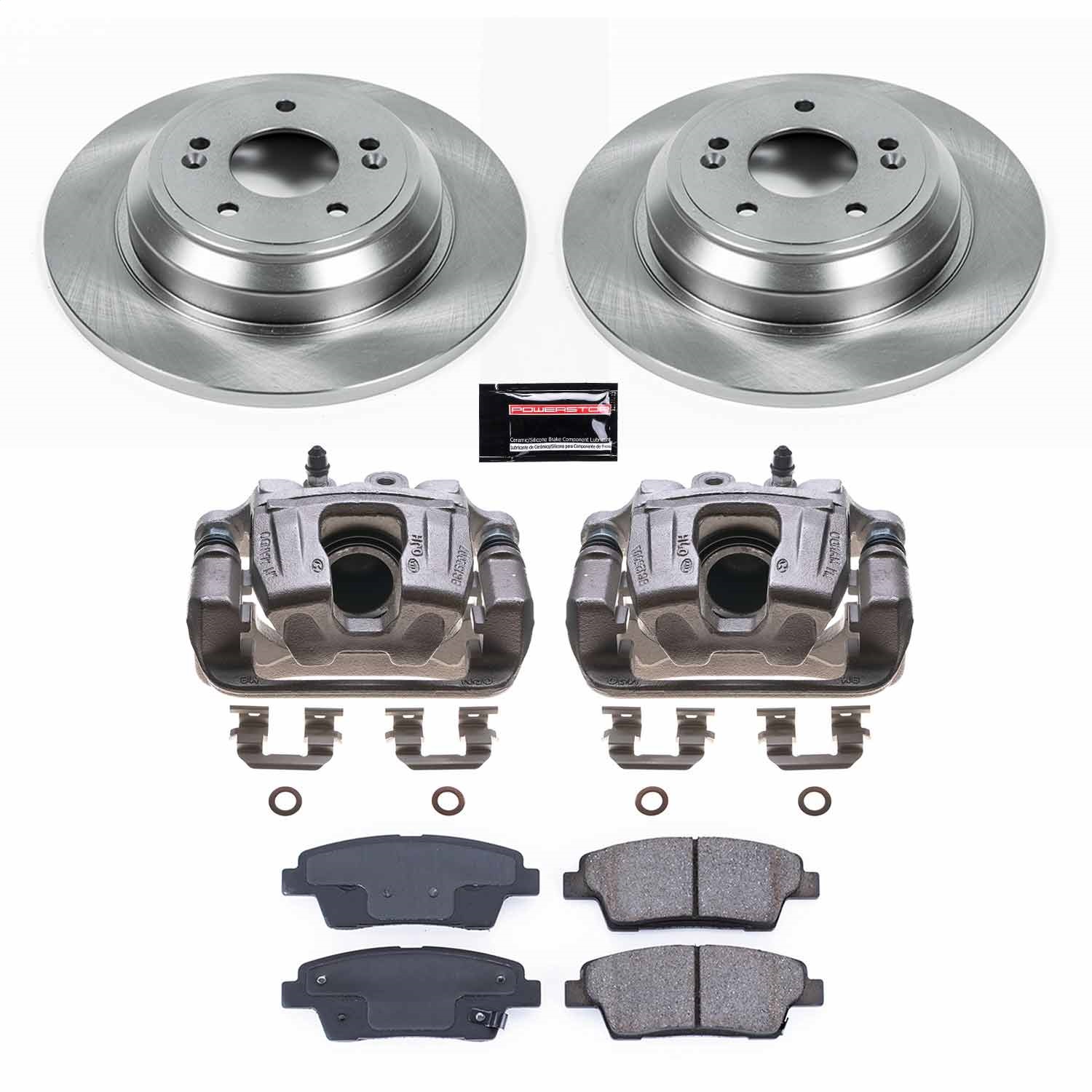Power Stop - KCOE5848 - Rear - Disc Brake Pad/Caliper and Rotor Kit