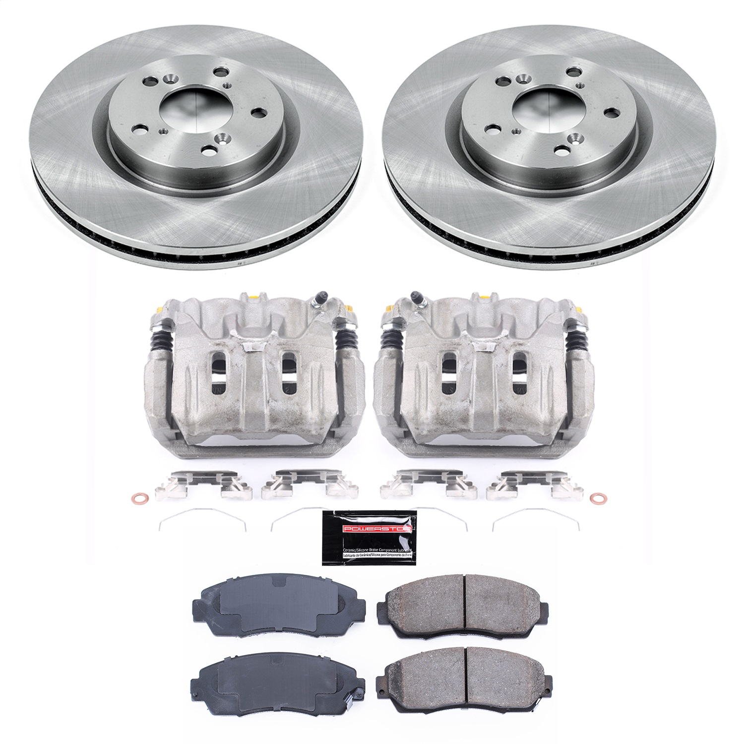 Power Stop - KCOE5857 - Front - Disc Brake Pad/Caliper and Rotor Kit