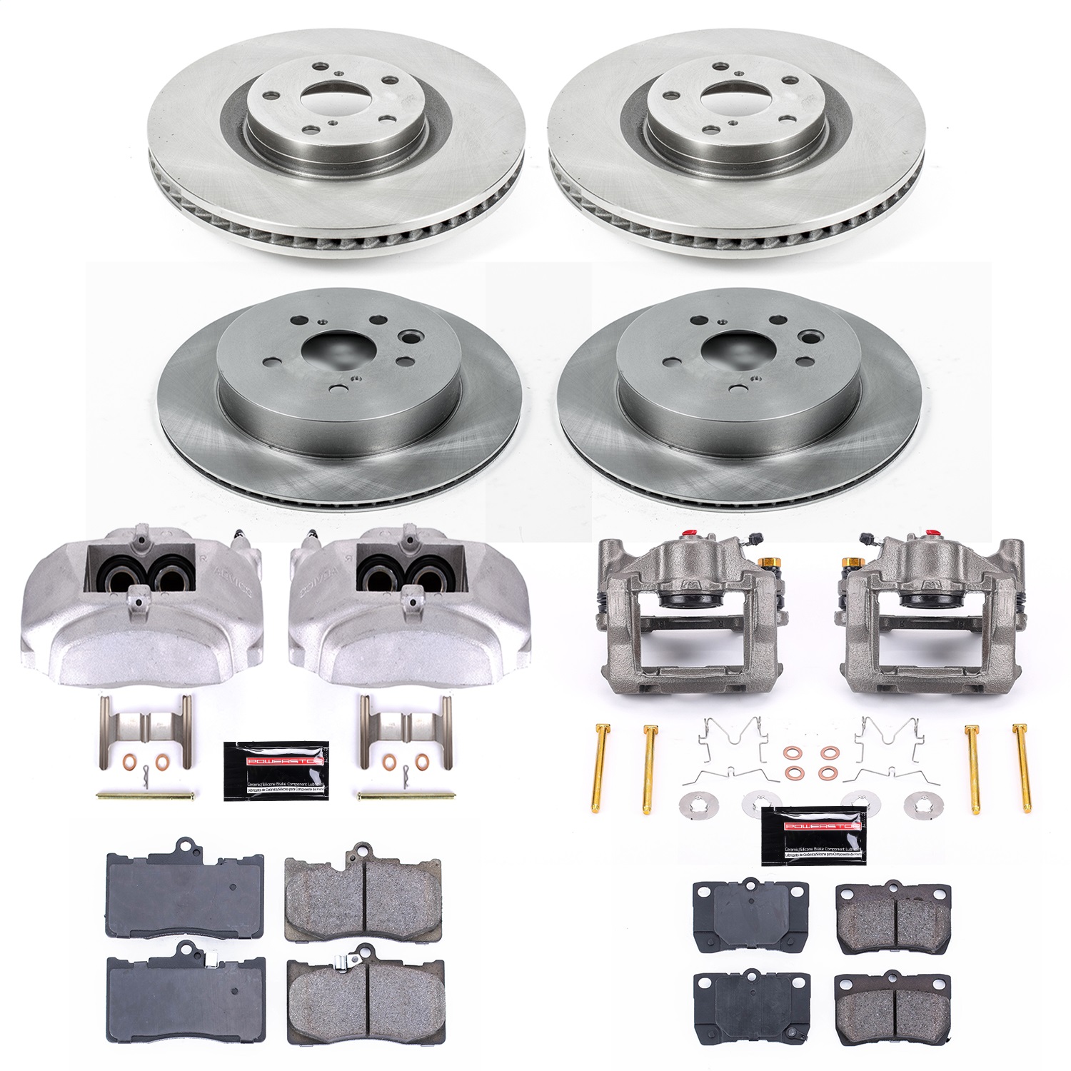 Power Stop - KCOE5869 - Front and Rear - Disc Brake Pad/Caliper and Rotor Kit