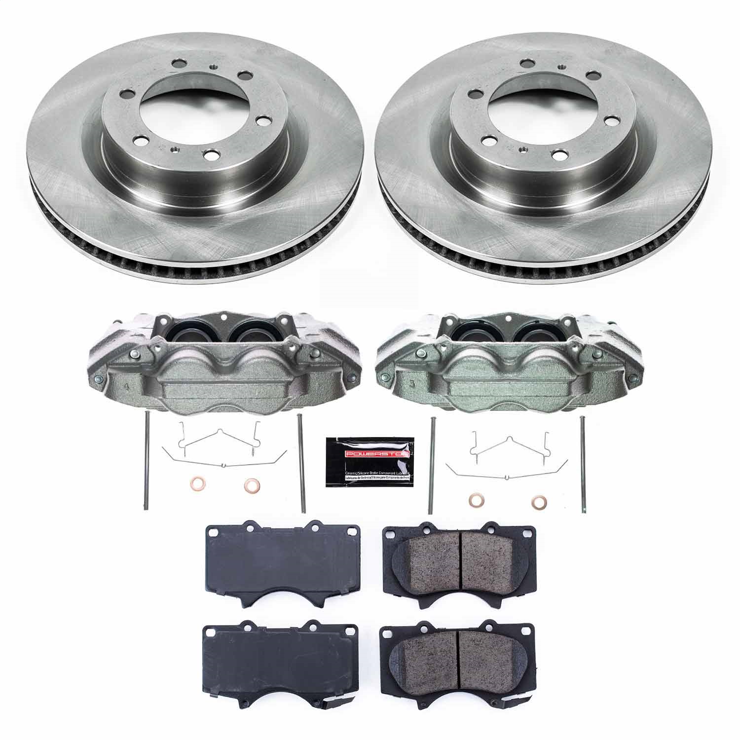 Power Stop - KCOE5873A - Front - Disc Brake Pad/Caliper and Rotor Kit