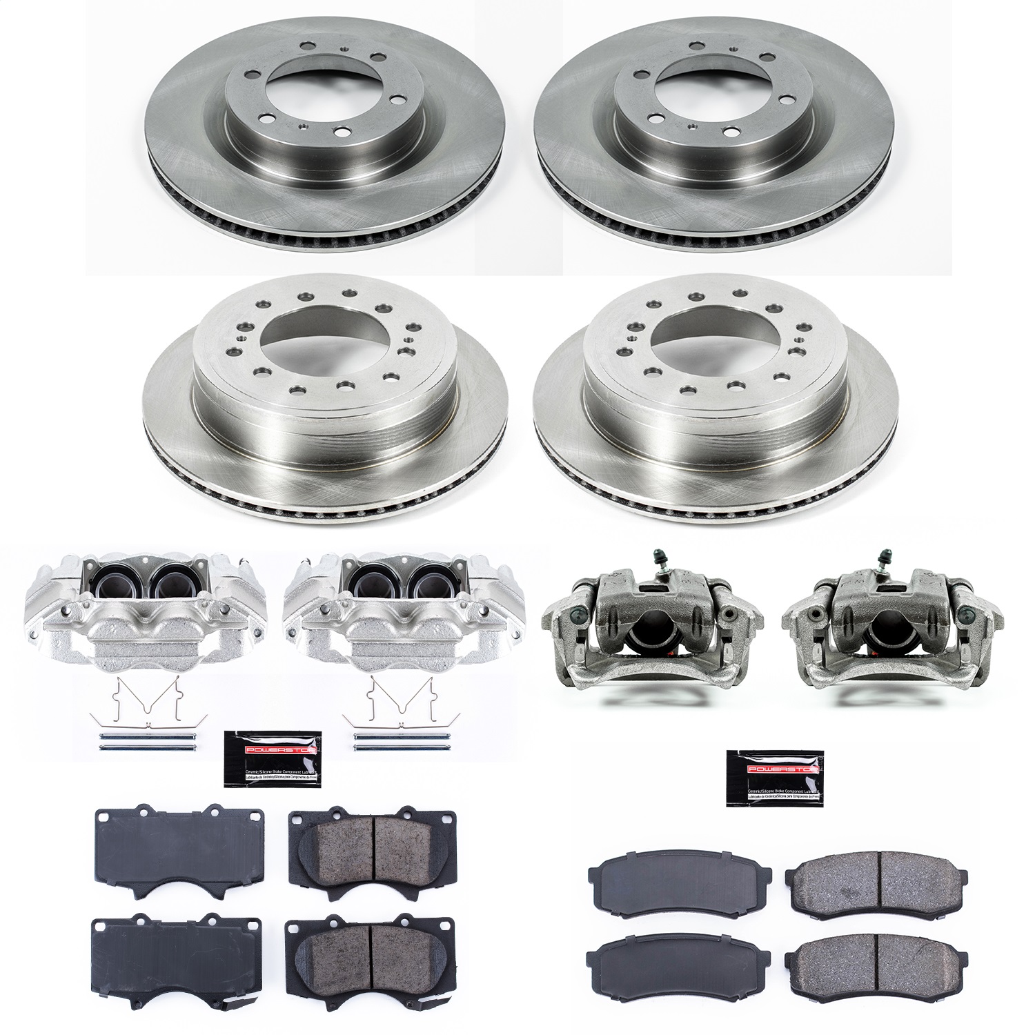 Power Stop - KCOE5874 - Front and Rear - Disc Brake Pad/Caliper and Rotor Kit