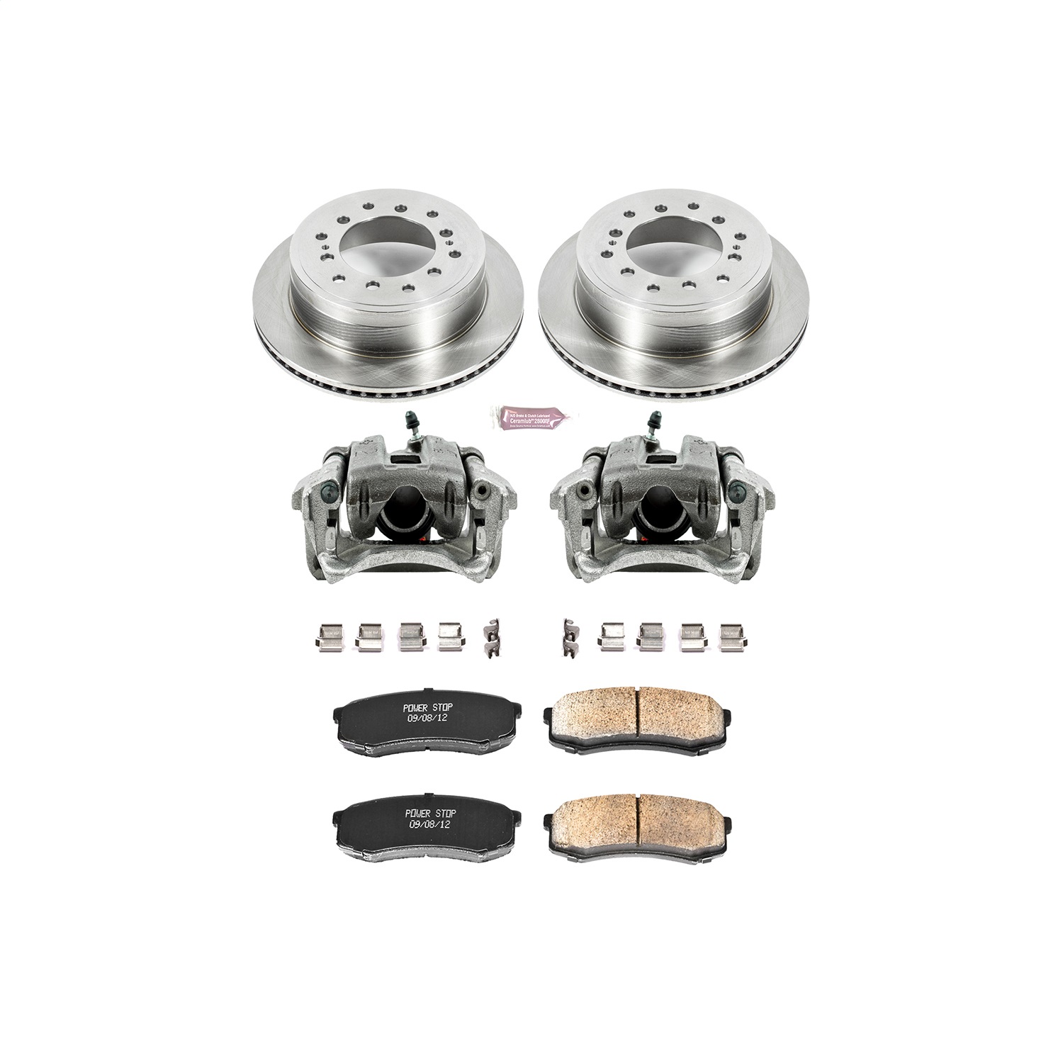 Power Stop - KCOE5875 - Rear - Disc Brake Pad/Caliper and Rotor Kit