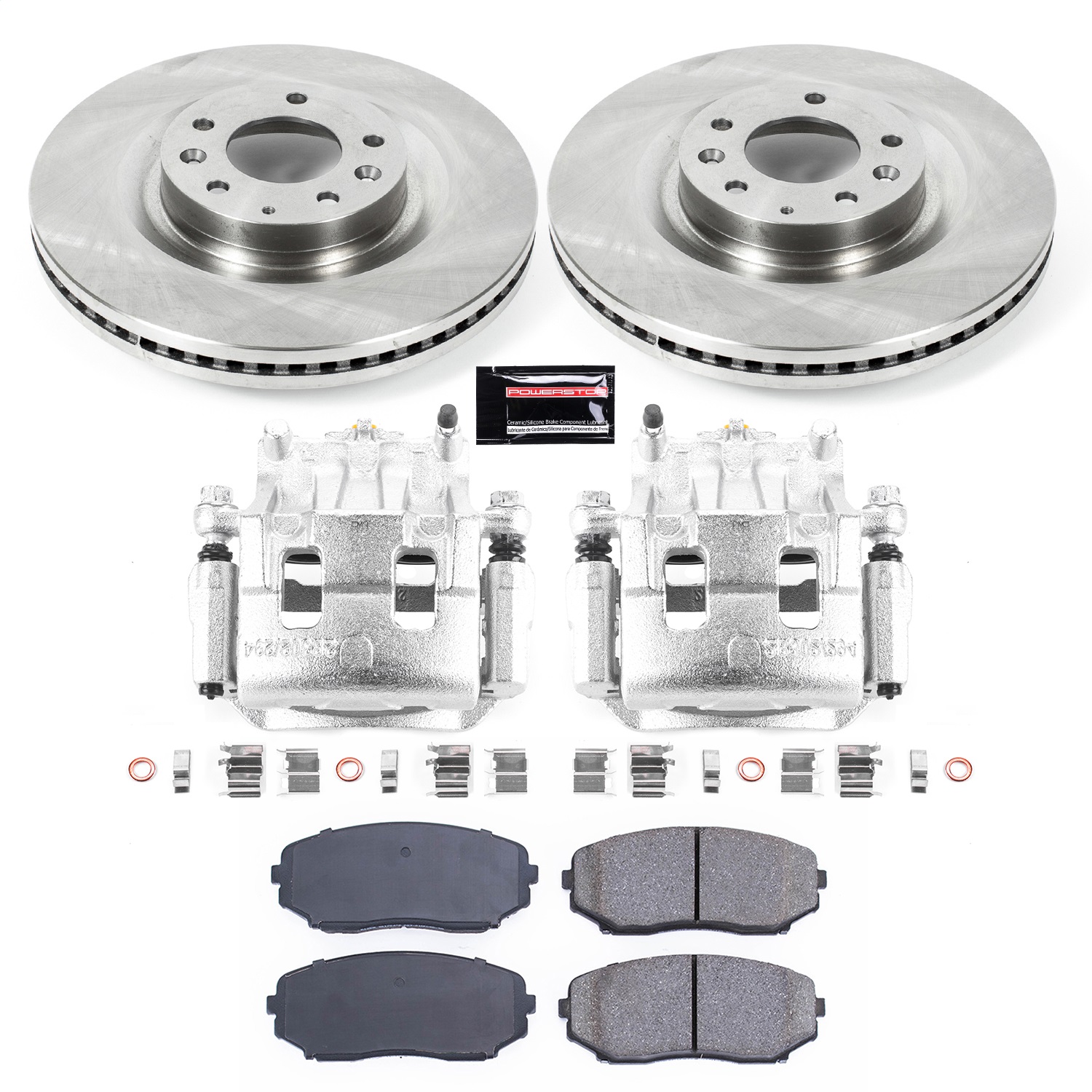 Power Stop - KCOE5878A - Front - Disc Brake Pad/Caliper and Rotor Kit