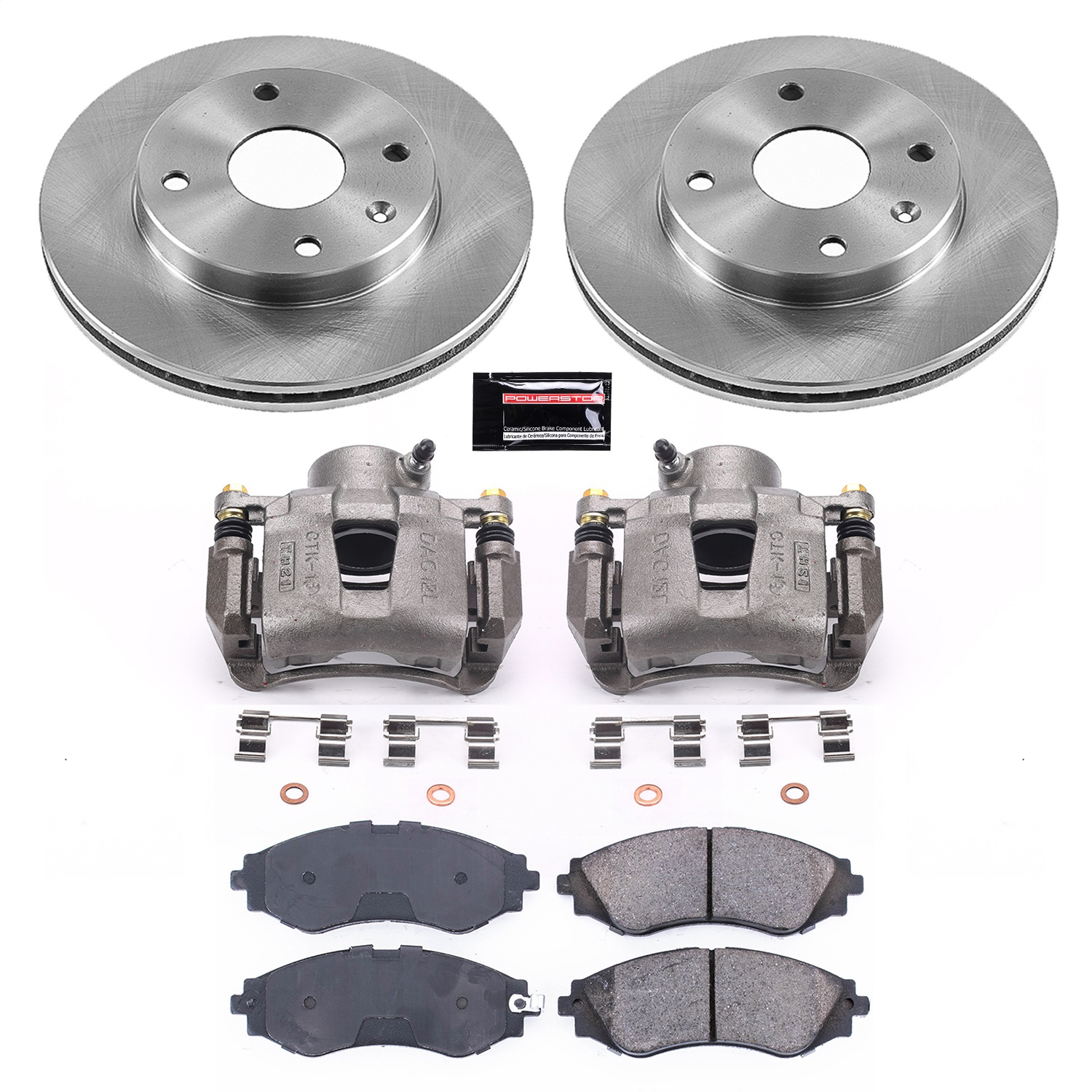 Power Stop - KCOE5894 - Front - Disc Brake Pad/Caliper and Rotor Kit