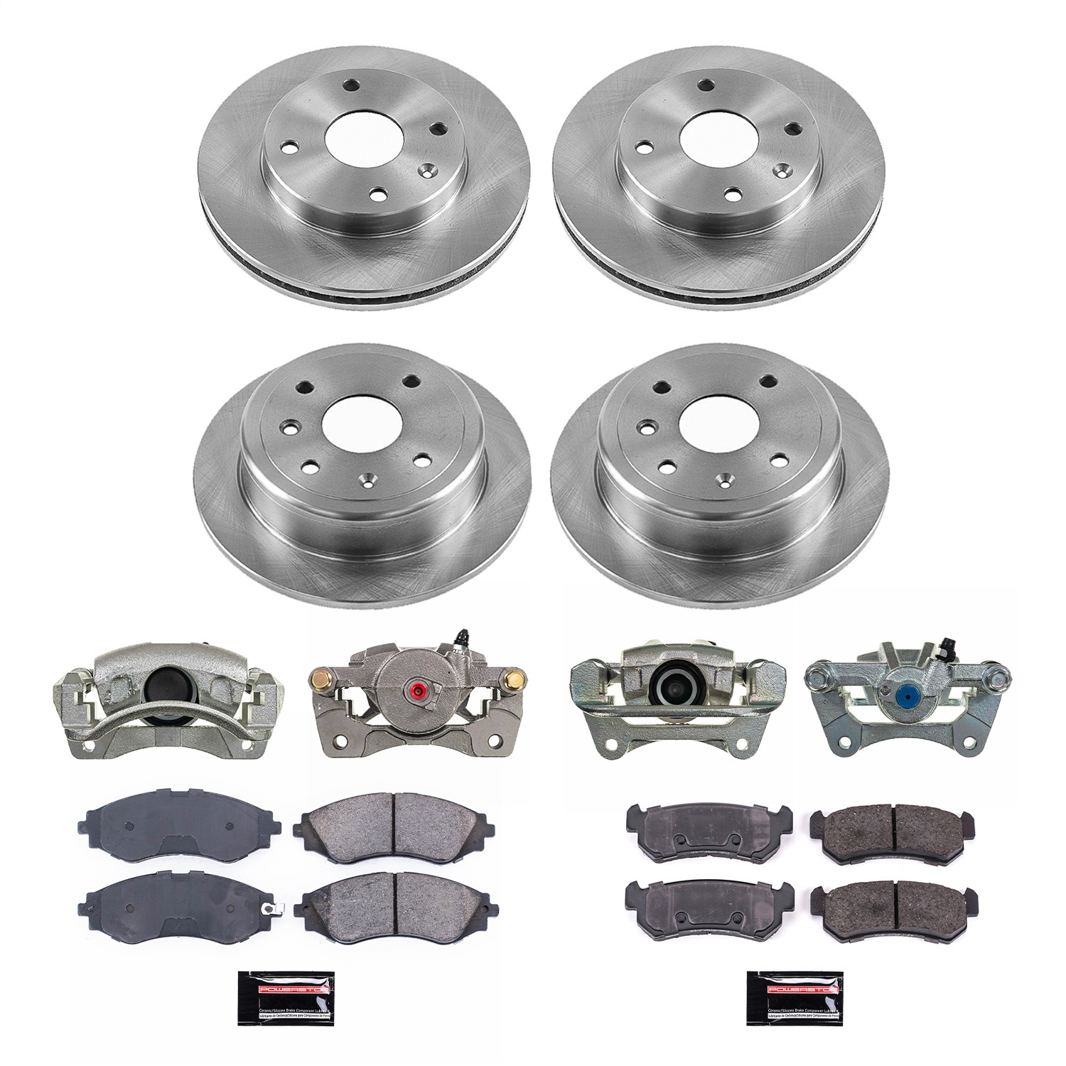 Power Stop - KCOE5895 - Front and Rear - Disc Brake Pad/Caliper and Rotor Kit