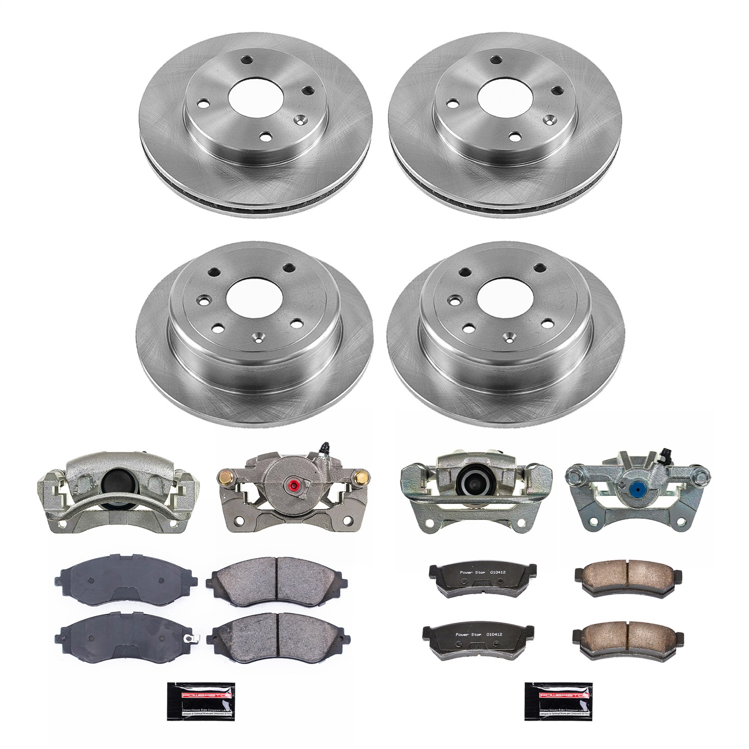 Power Stop - KCOE5896 - Front and Rear - Disc Brake Pad/Caliper and Rotor Kit