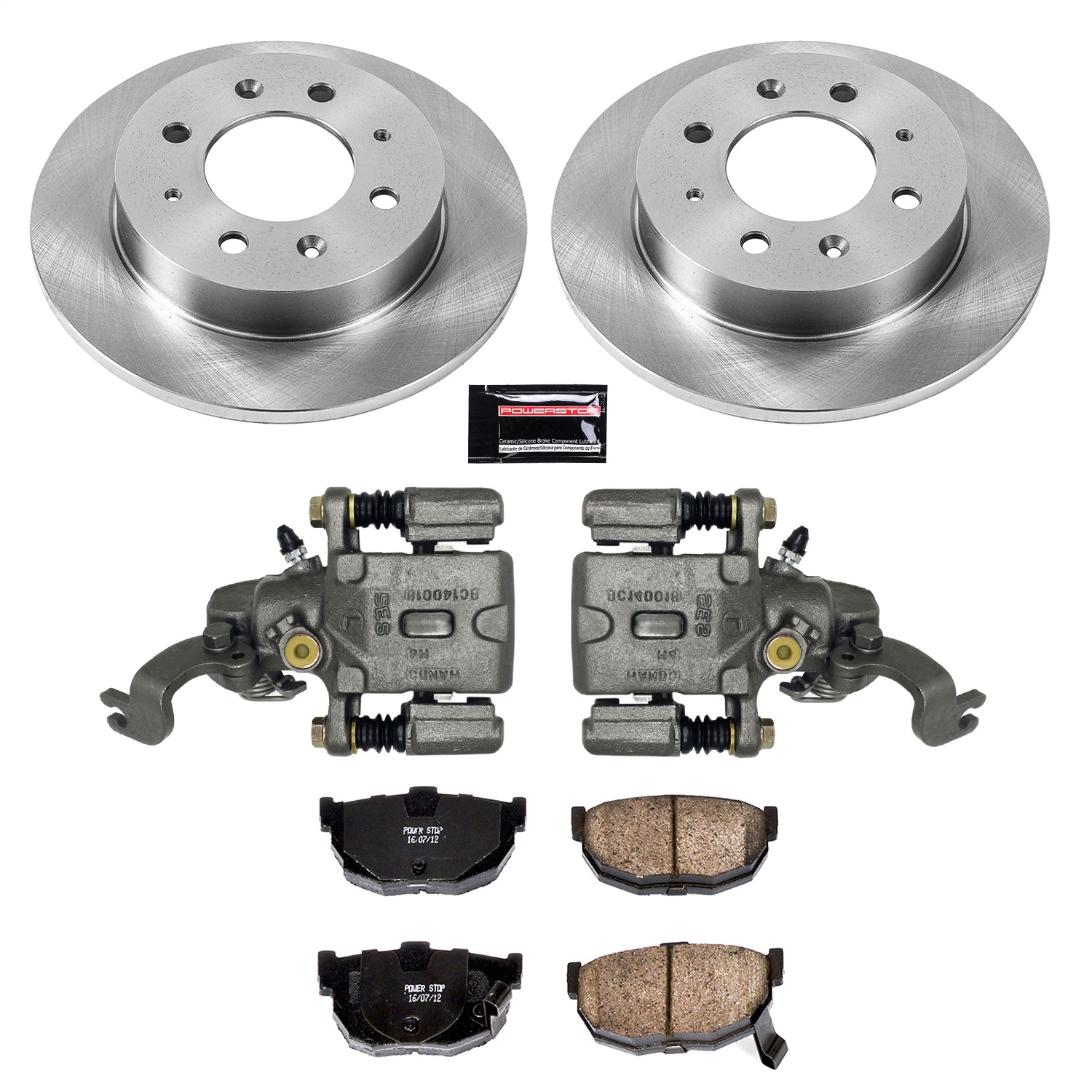 Power Stop - KCOE5905 - Rear - Disc Brake Pad/Caliper and Rotor Kit