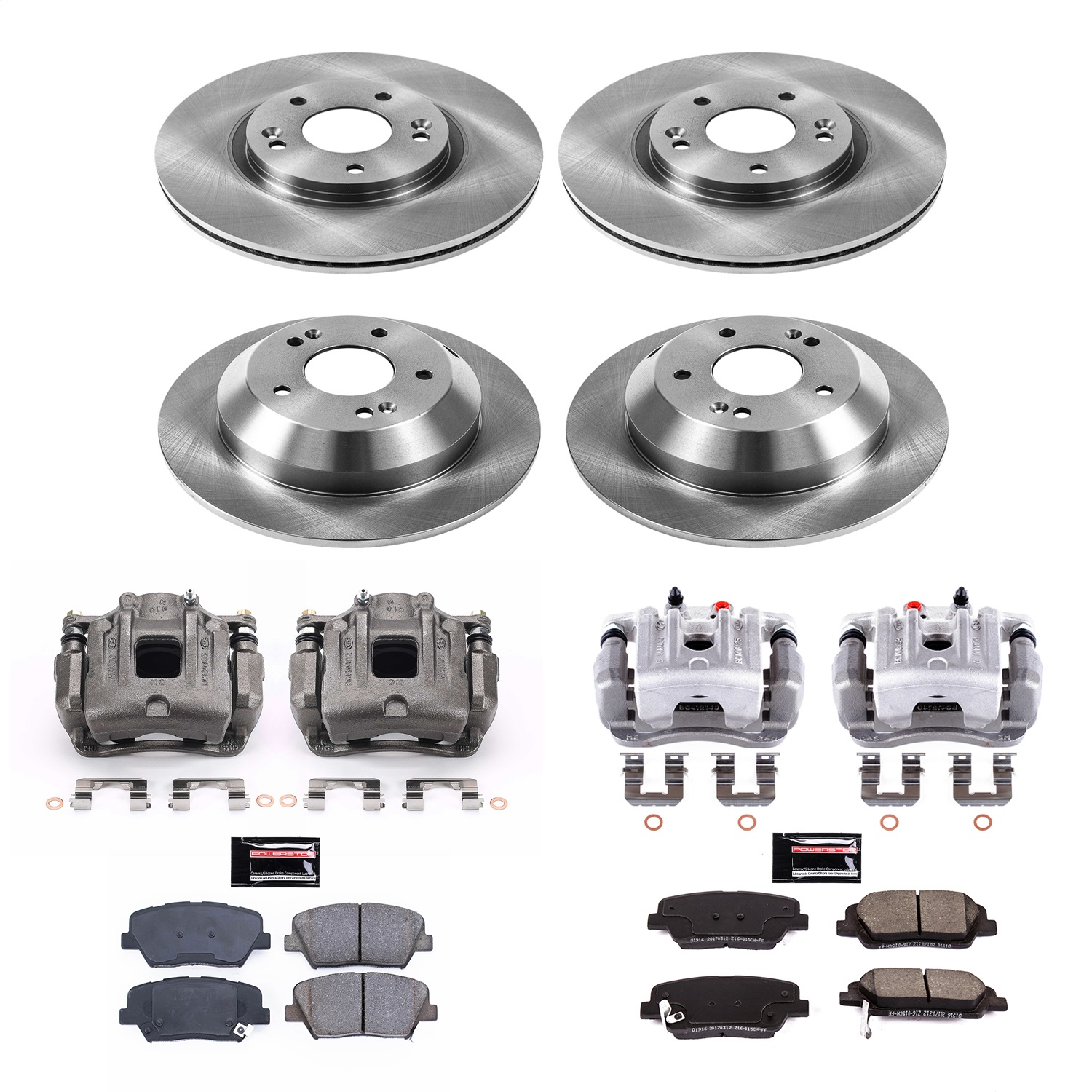 Power Stop - KCOE5927 - Front and Rear - Disc Brake Pad/Caliper and Rotor Kit
