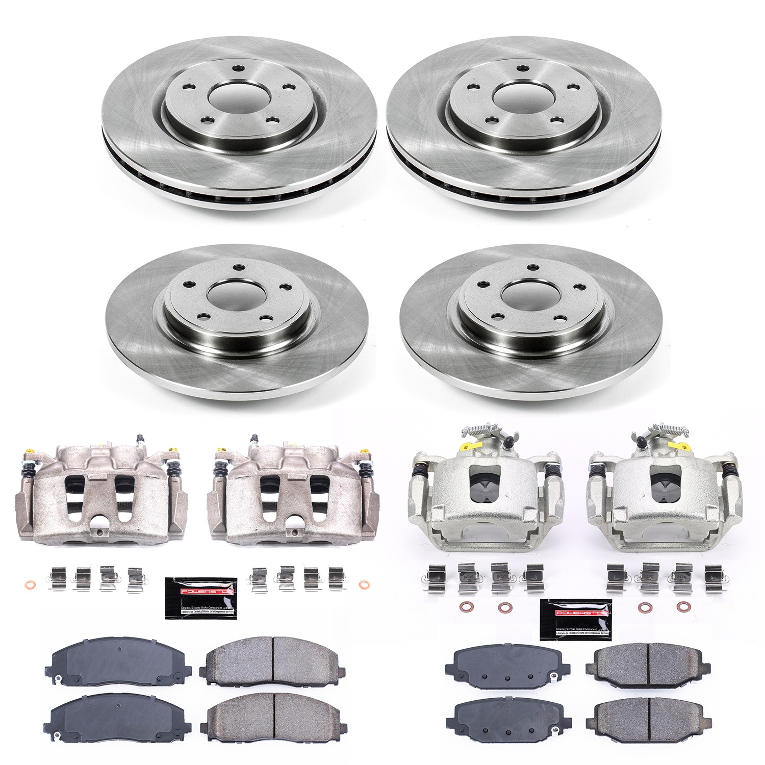 Power Stop - KCOE5960 - Front and Rear - Disc Brake Pad/Caliper and Rotor Kit