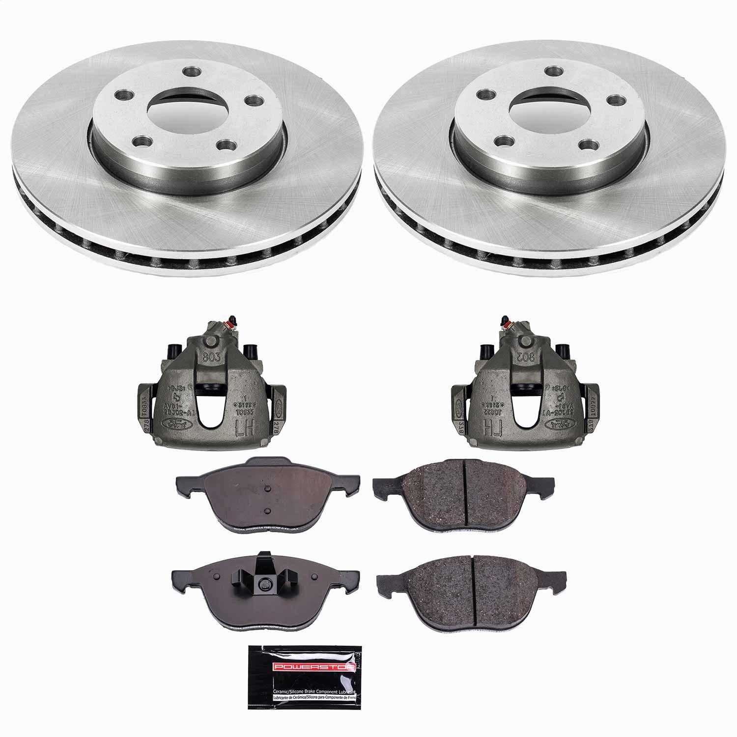 Power Stop - KCOE5976A - Front - Disc Brake Pad/Caliper and Rotor Kit