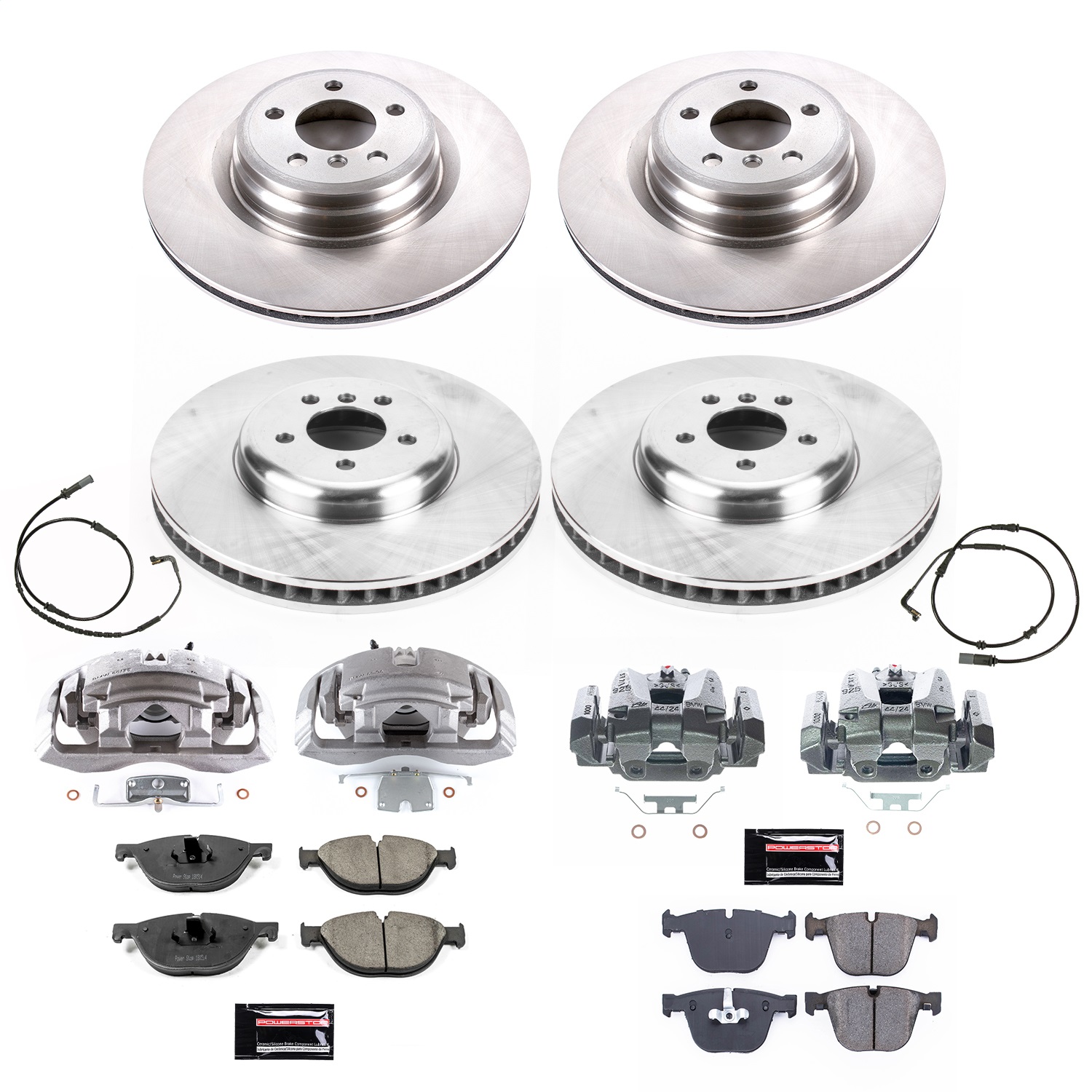 Power Stop - KCOE6013 - Front and Rear - Disc Brake Pad/Caliper and Rotor Kit