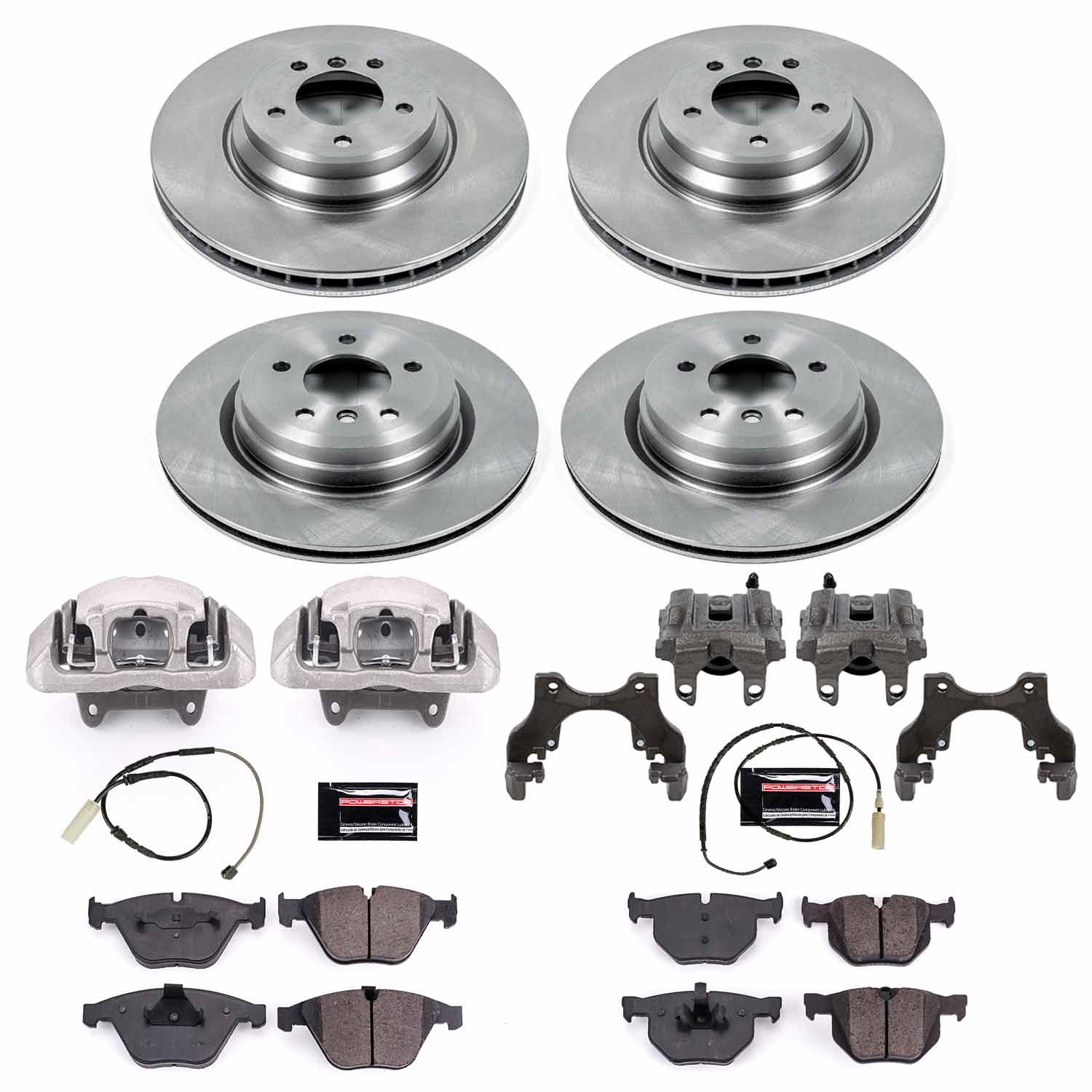 Power Stop - KCOE6057 - Front and Rear - Disc Brake Pad/Caliper and Rotor Kit