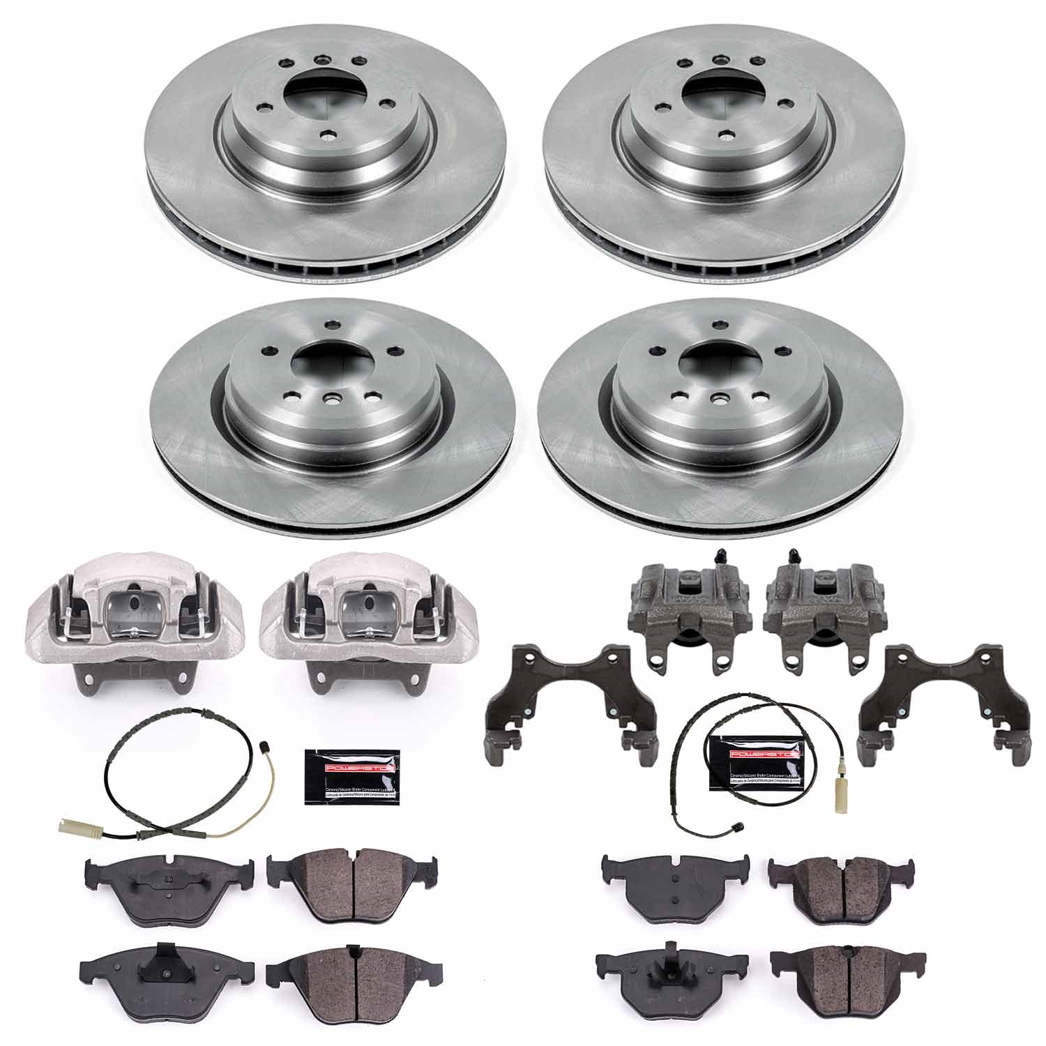 Power Stop - KCOE6059 - Front and Rear - Disc Brake Pad/Caliper and Rotor Kit