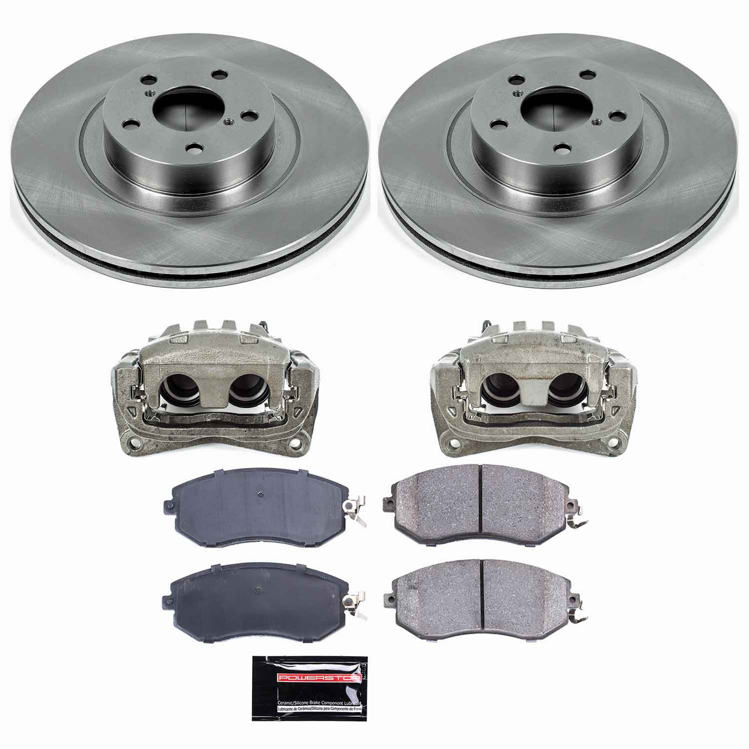 Power Stop - KCOE6082 - Front - Disc Brake Pad/Caliper and Rotor Kit