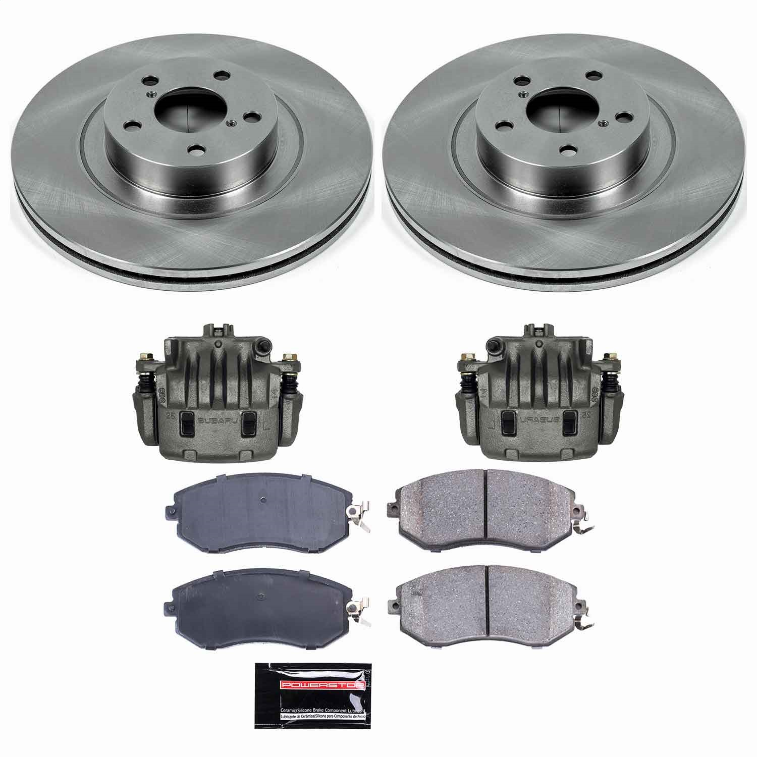 Power Stop - KCOE6082A - Front - Disc Brake Pad/Caliper and Rotor Kit