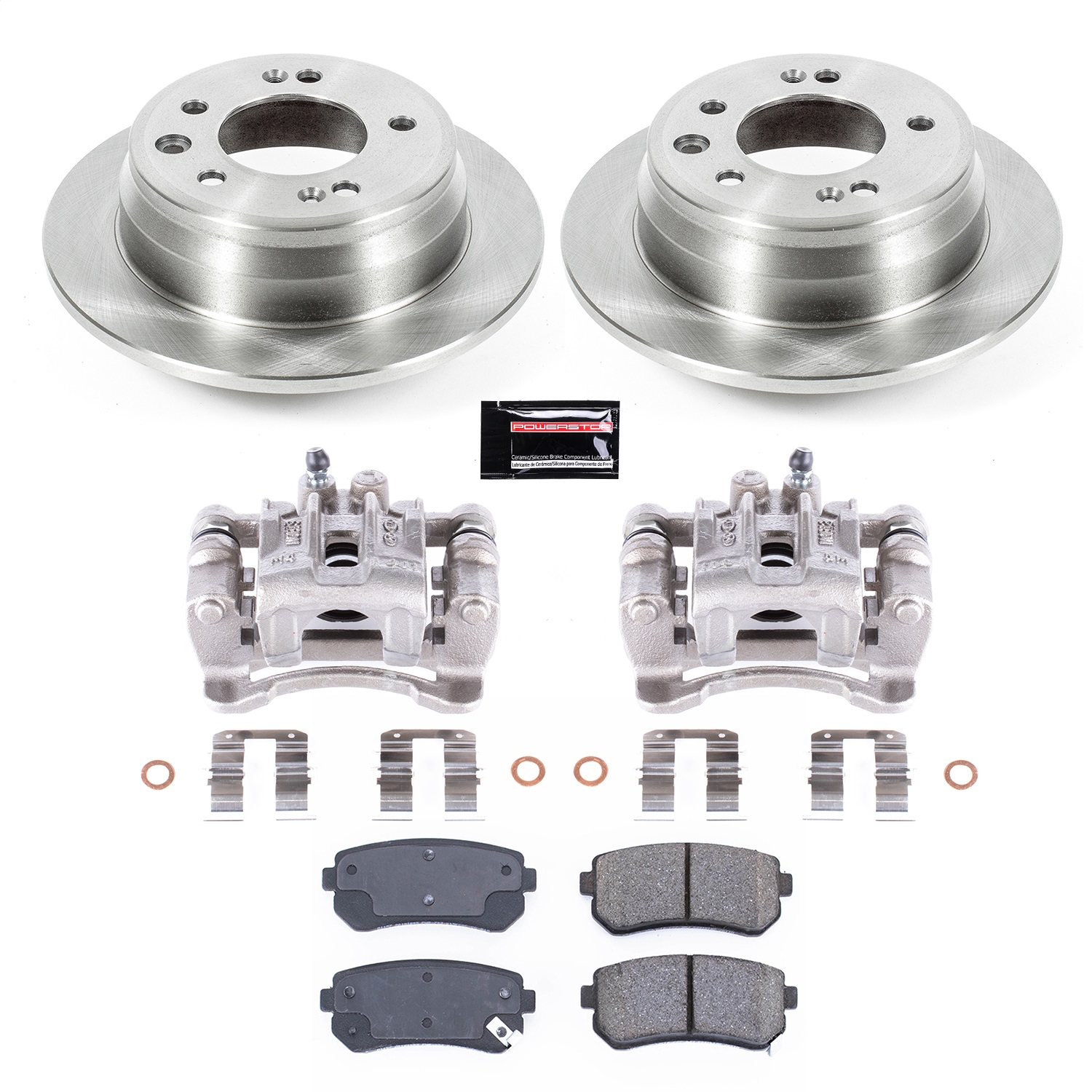 Power Stop - KCOE6093A - Rear - Disc Brake Pad/Caliper and Rotor Kit