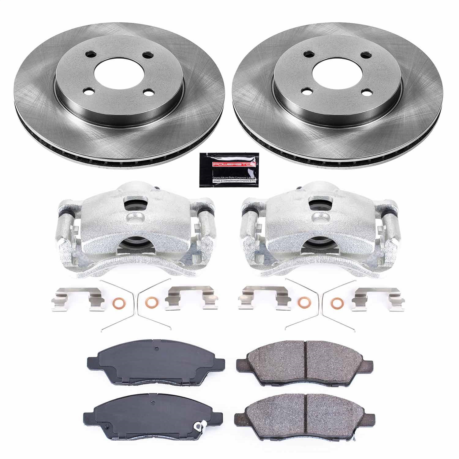 Power Stop - KCOE6096A - Front - Disc Brake Pad/Caliper and Rotor Kit
