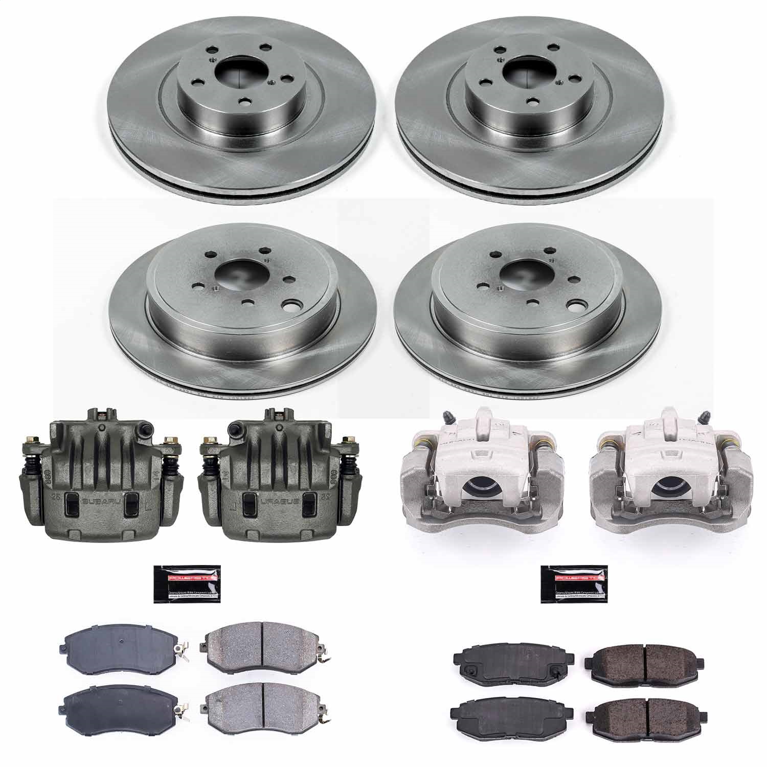 Power Stop - KCOE6164 - Front and Rear - Disc Brake Pad/Caliper and Rotor Kit
