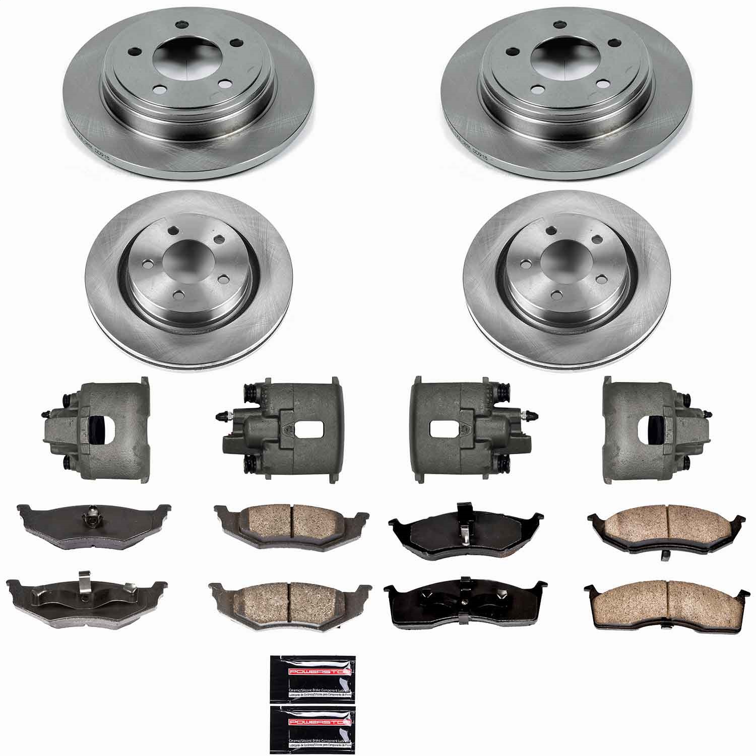 Power Stop - KCOE6178 - Front and Rear - Disc Brake Pad/Caliper and Rotor Kit