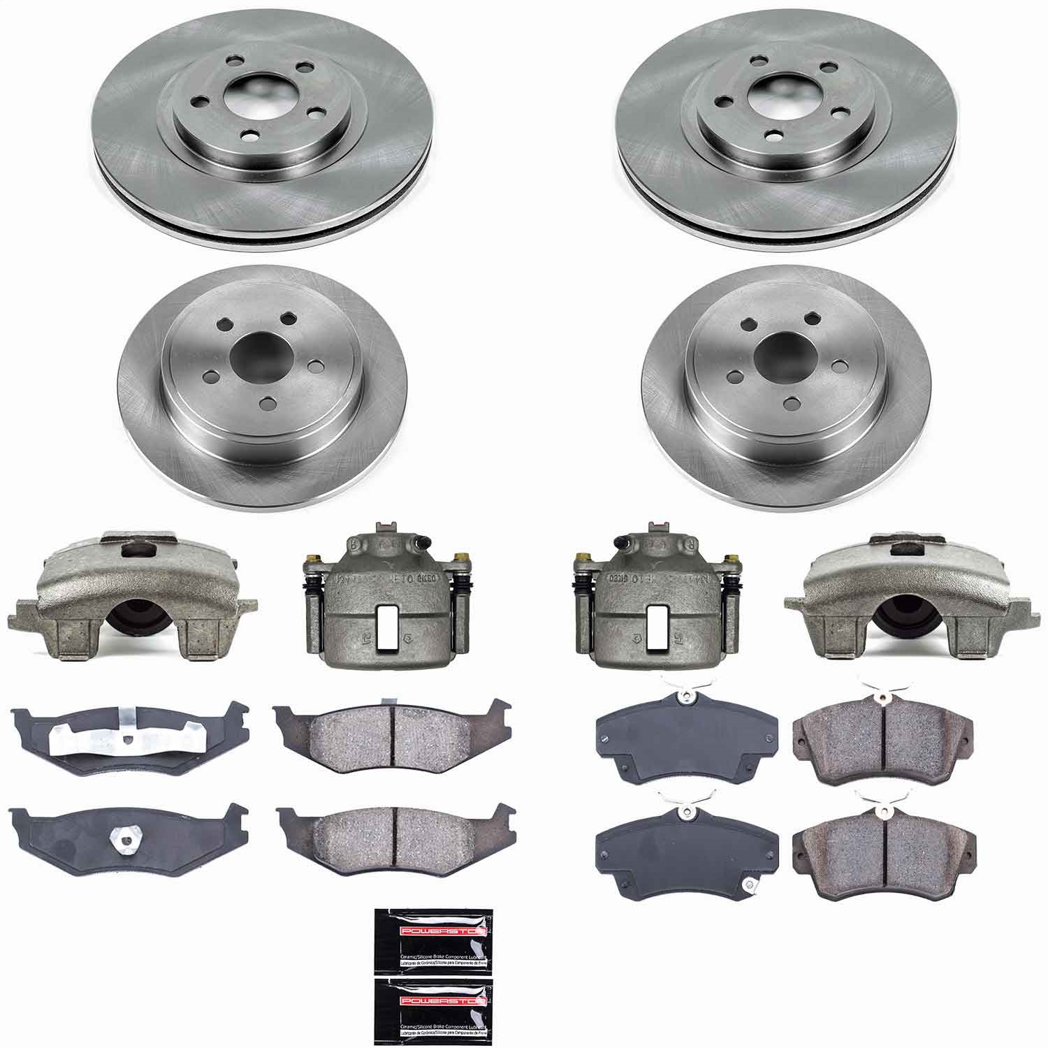 Power Stop - KCOE6180 - Front and Rear - Disc Brake Pad/Caliper and Rotor Kit