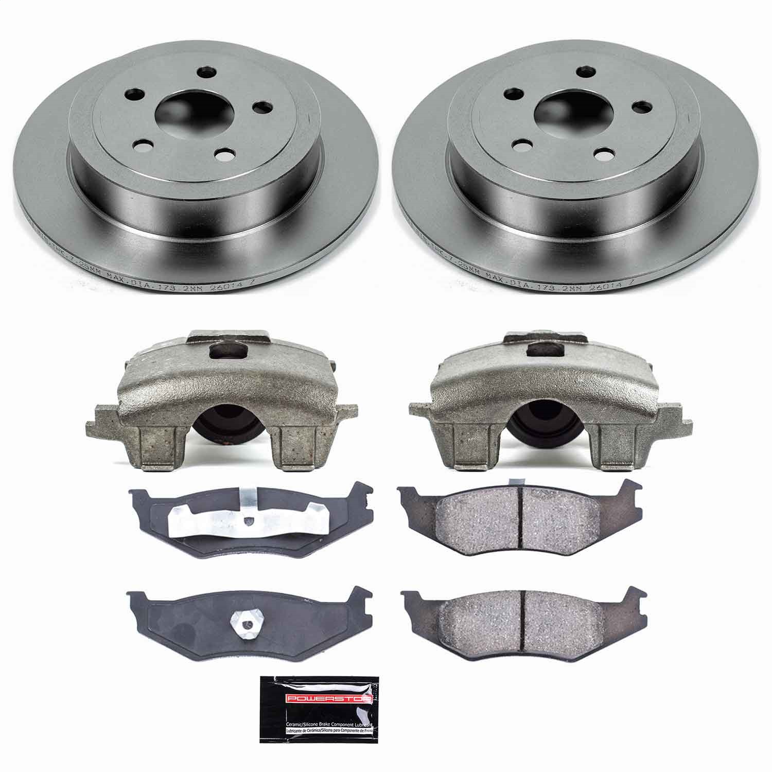 Power Stop - KCOE6266B - Rear - Disc Brake Pad/Caliper and Rotor Kit