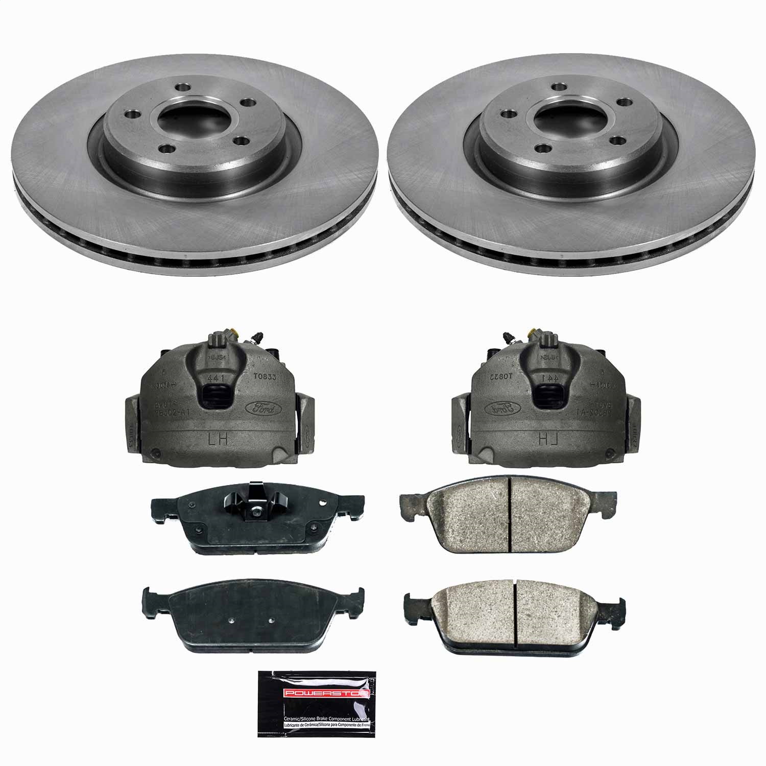 Power Stop - KCOE6349 - Front - Disc Brake Pad/Caliper and Rotor Kit