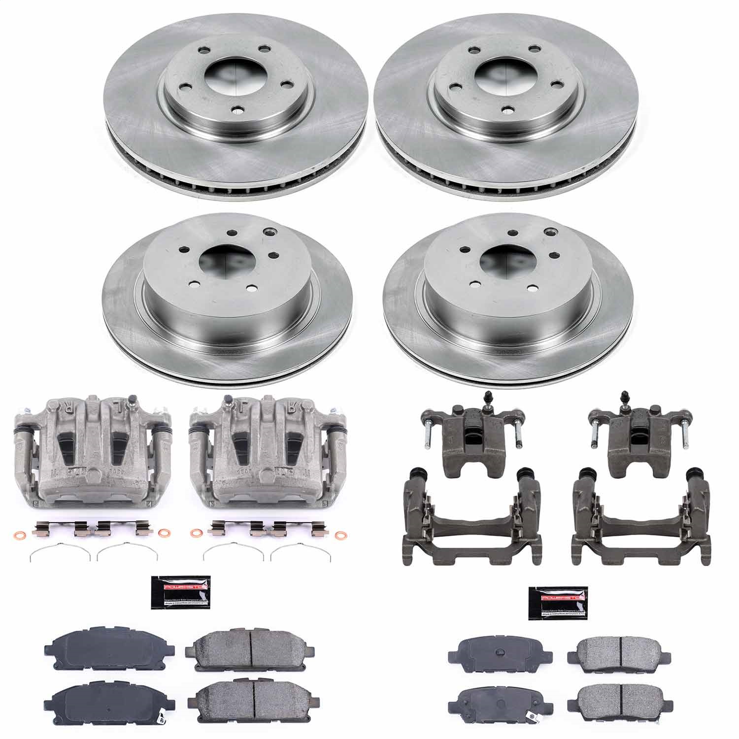 Power Stop - KCOE6361 - Front and Rear - Disc Brake Pad/Caliper and Rotor Kit