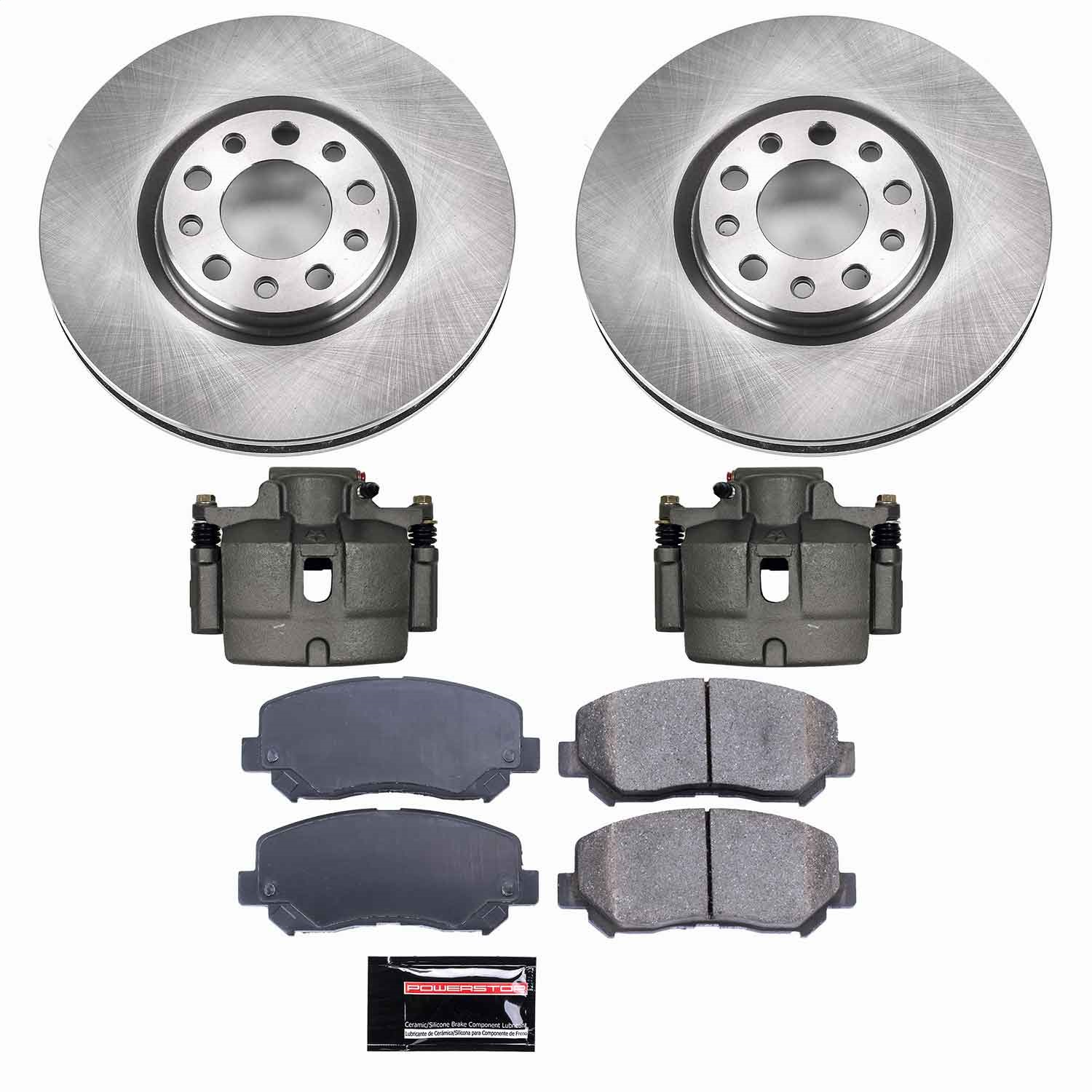 Power Stop - KCOE6372 - Front - Disc Brake Pad/Caliper and Rotor Kit