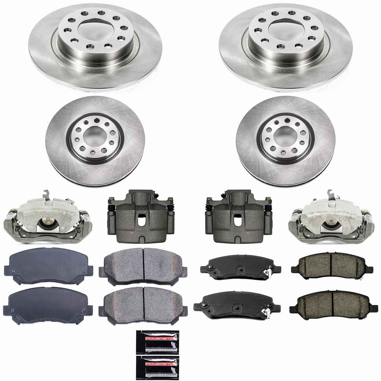 Power Stop - KCOE6373 - Front and Rear - Disc Brake Pad/Caliper and Rotor Kit